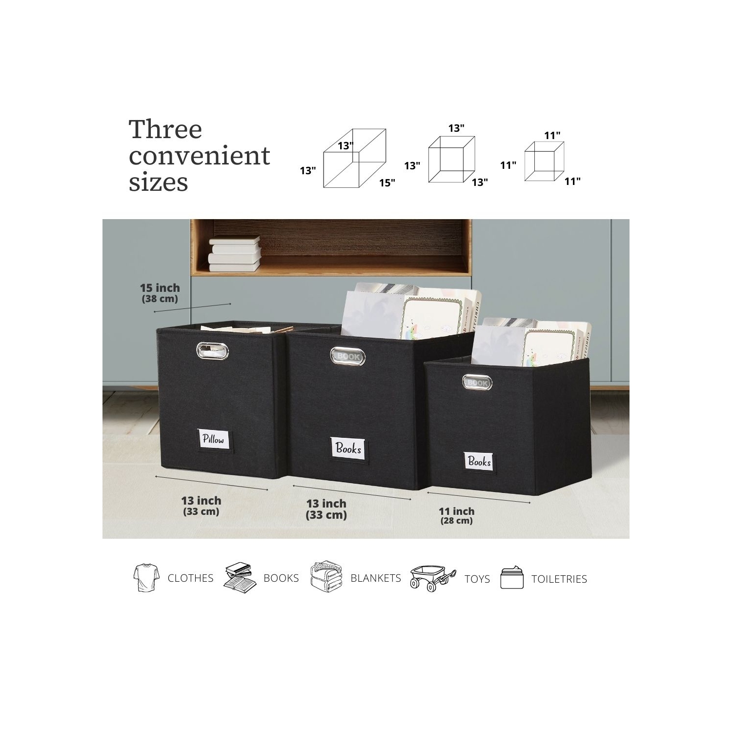 13" Collapsible Cube Storage Bin with Label Holder | Felt Storage Bins