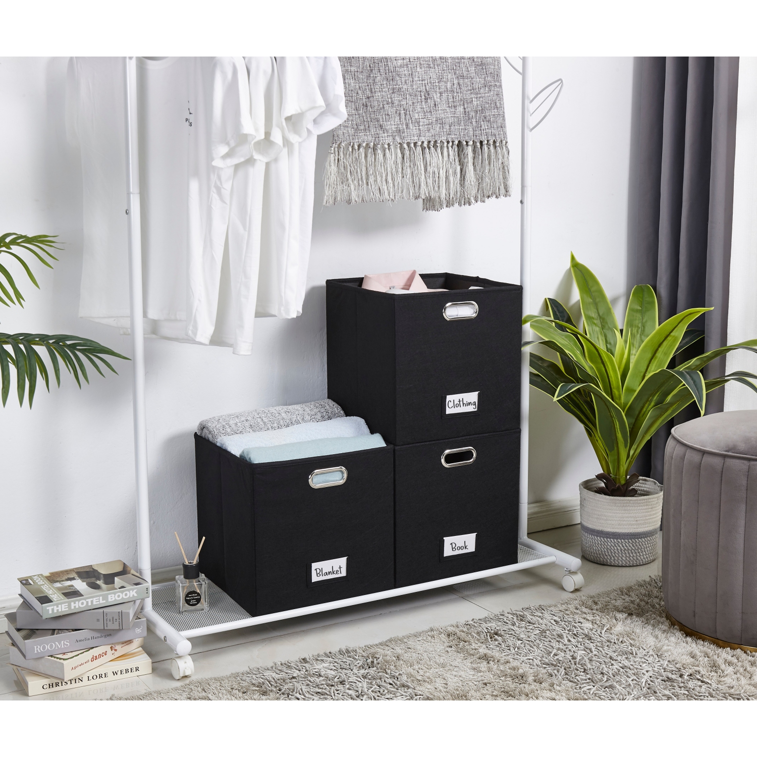 11" Collapsible Cube Storage Bin with Label Holder | Felt Storage Bins