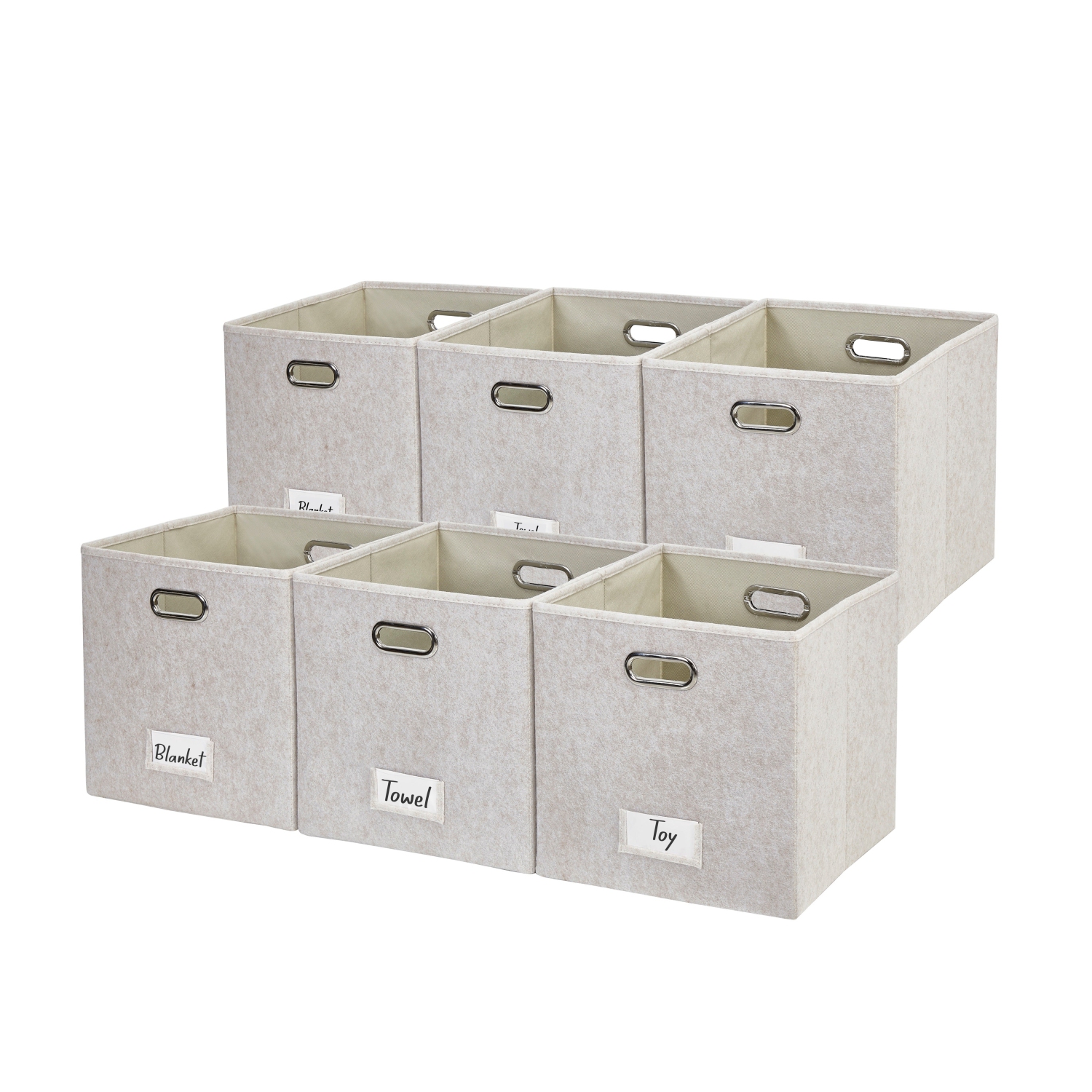 13" Collapsible Cube Storage Bin with Label Holder | Felt Storage Bins