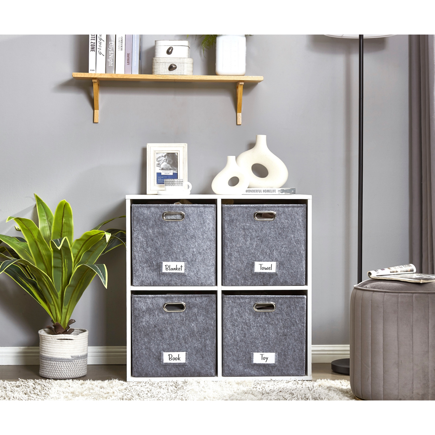 Paniers de rangement 13x15 Kallax | Bac de rangement avec porte-étiquette | Organisateurs de placard pour jouets