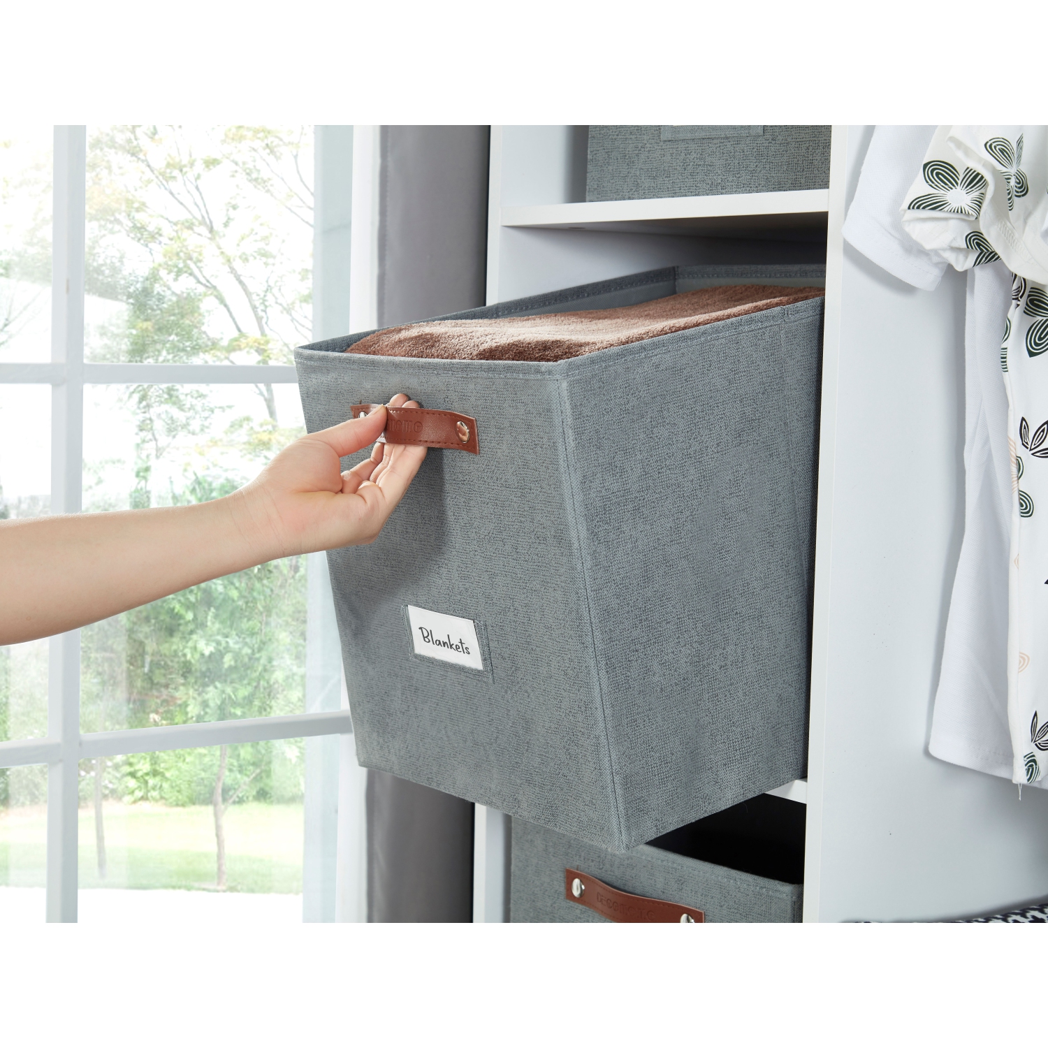 Paniers de rangement 13x15 Kallax | Bac de rangement en tissu texturé pour jouets | Organisateurs de placard pour tablettes Kallax