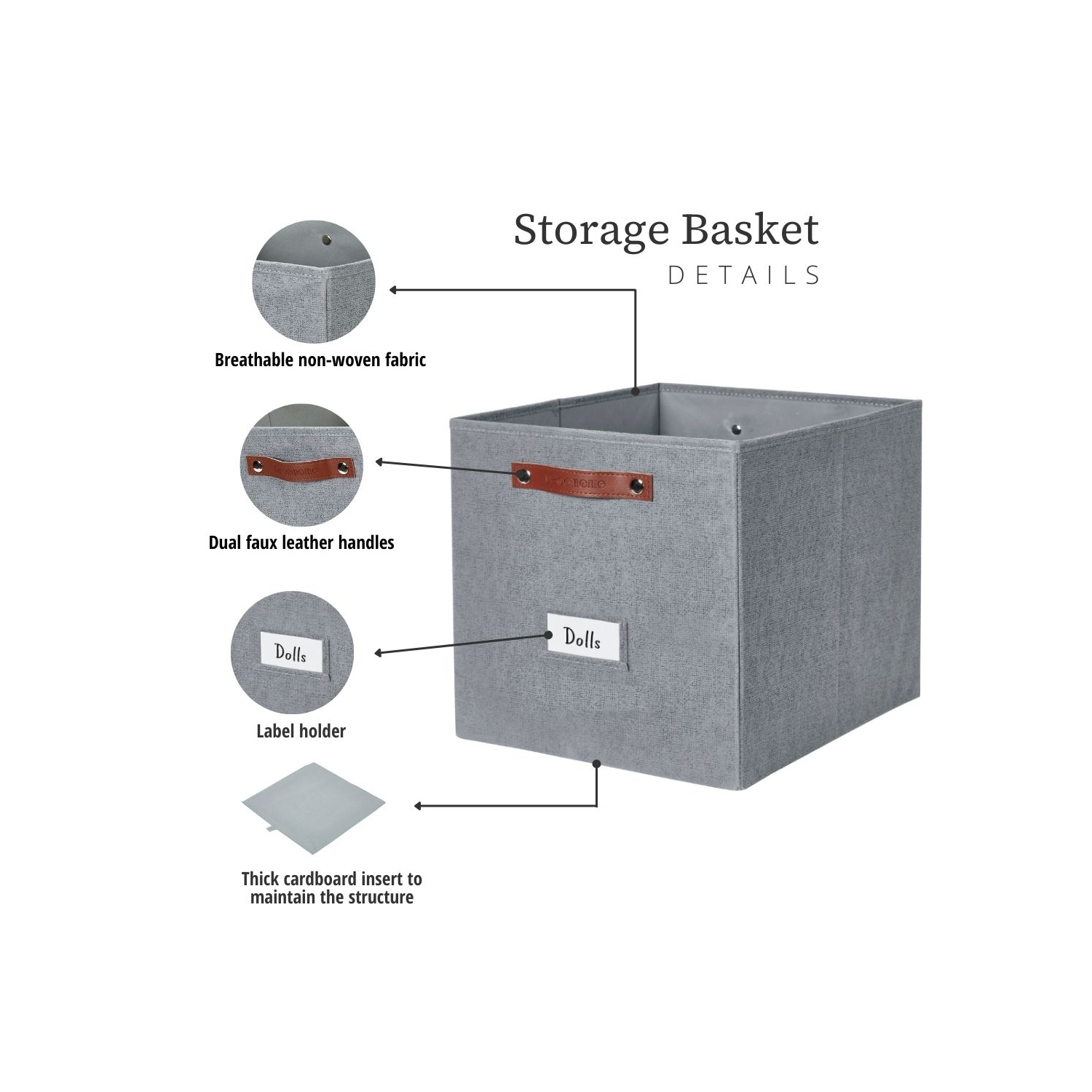 Paniers de rangement 13x15 Kallax | Bac de rangement en tissu texturé pour jouets | Organisateurs de placard pour tablettes Kallax
