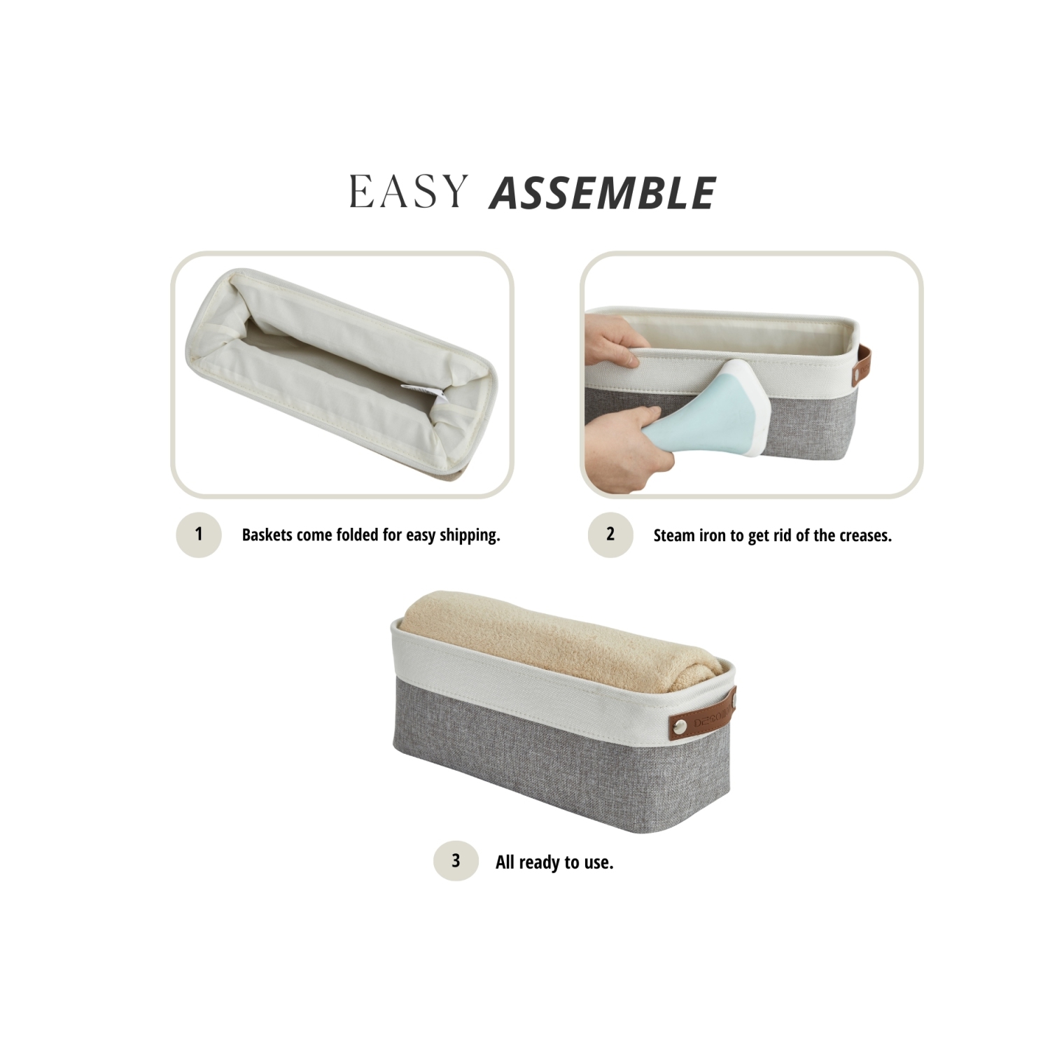 Petits paniers de rangement en tissu | Organisateurs de salle de bain | Organisateur de sous-vêtements avec poignées