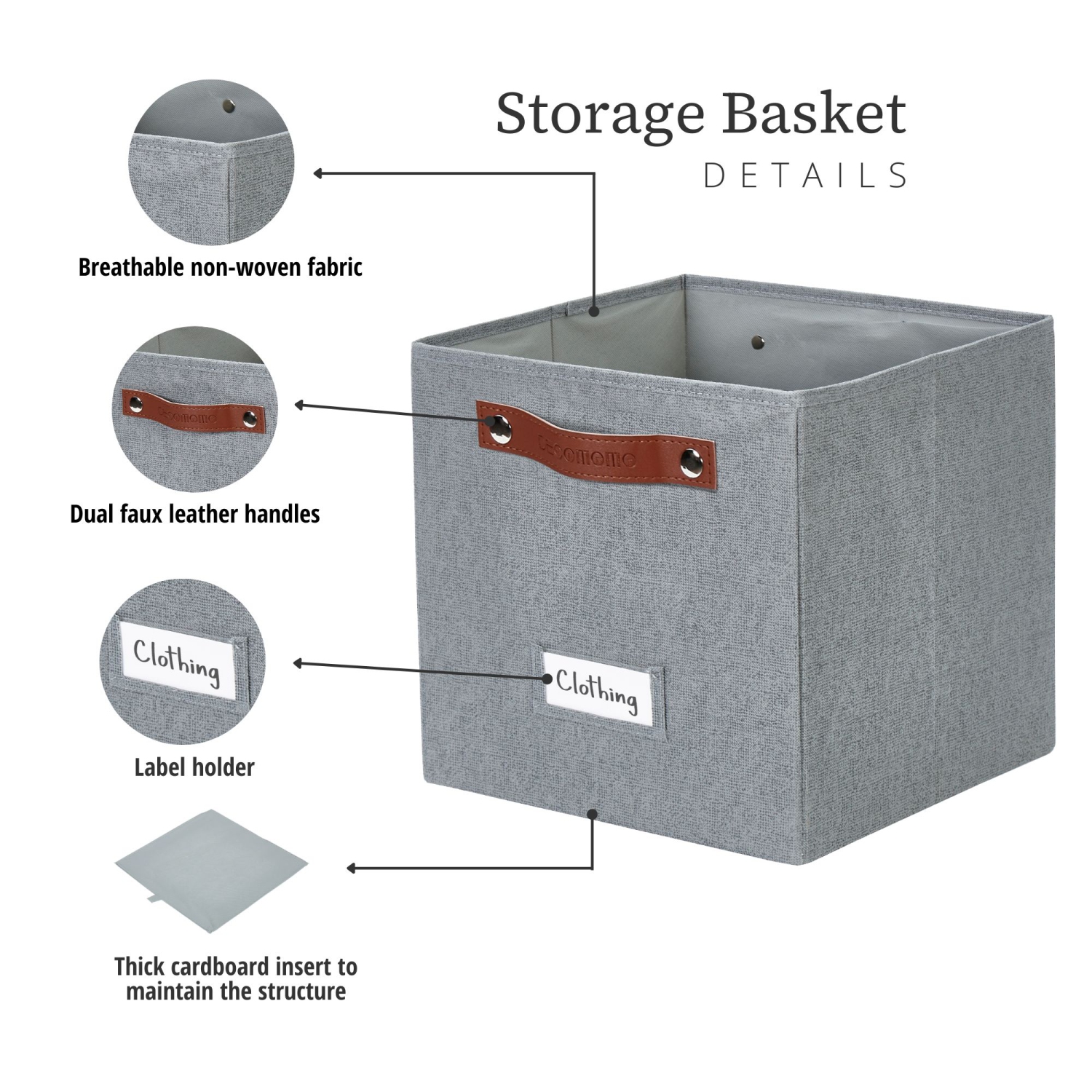 11" Cube Storage Bins Collapsible Storage Basket | Textured Fabric Closet Organizers