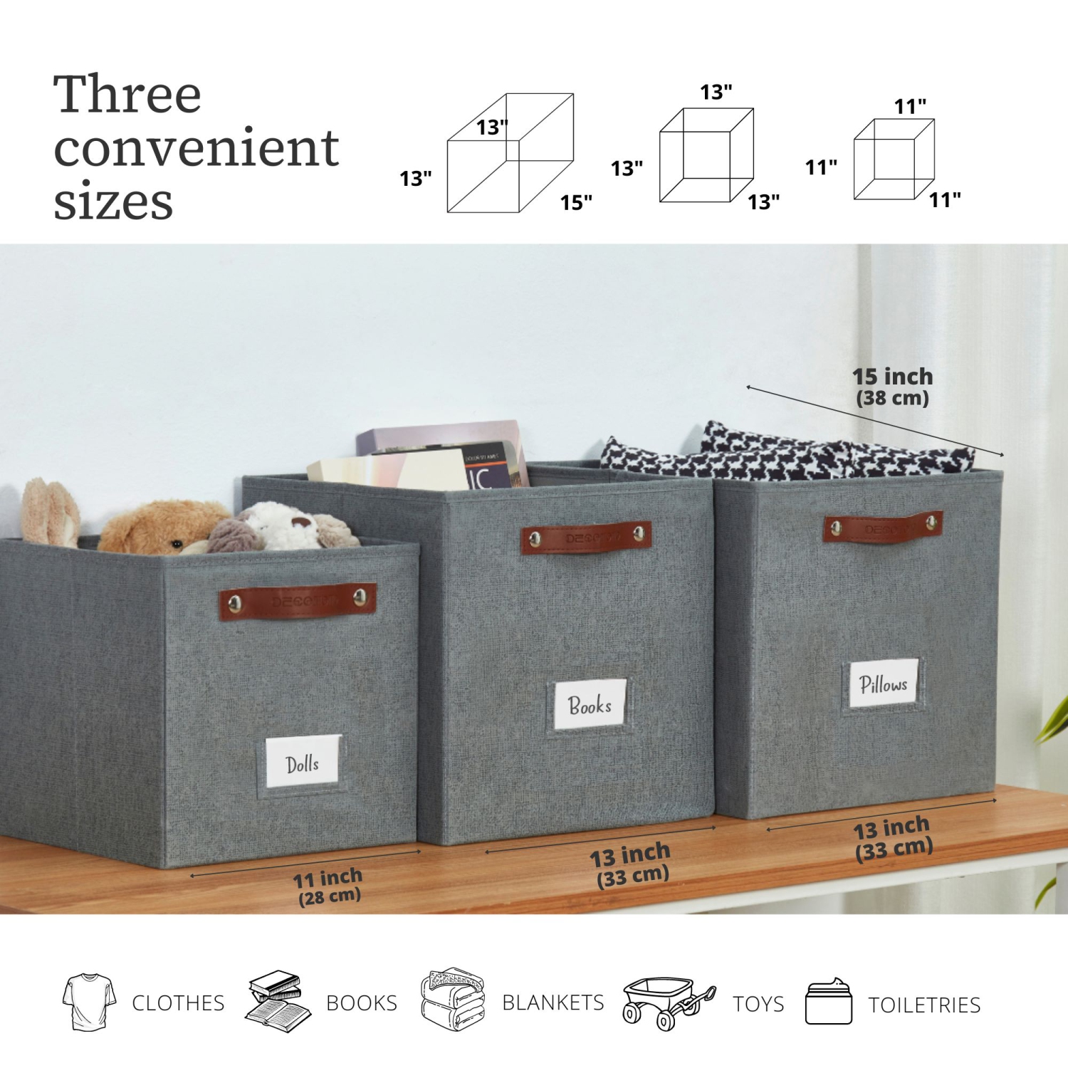 11" Cube Storage Bins Collapsible Storage Basket | Textured Fabric Closet Organizers