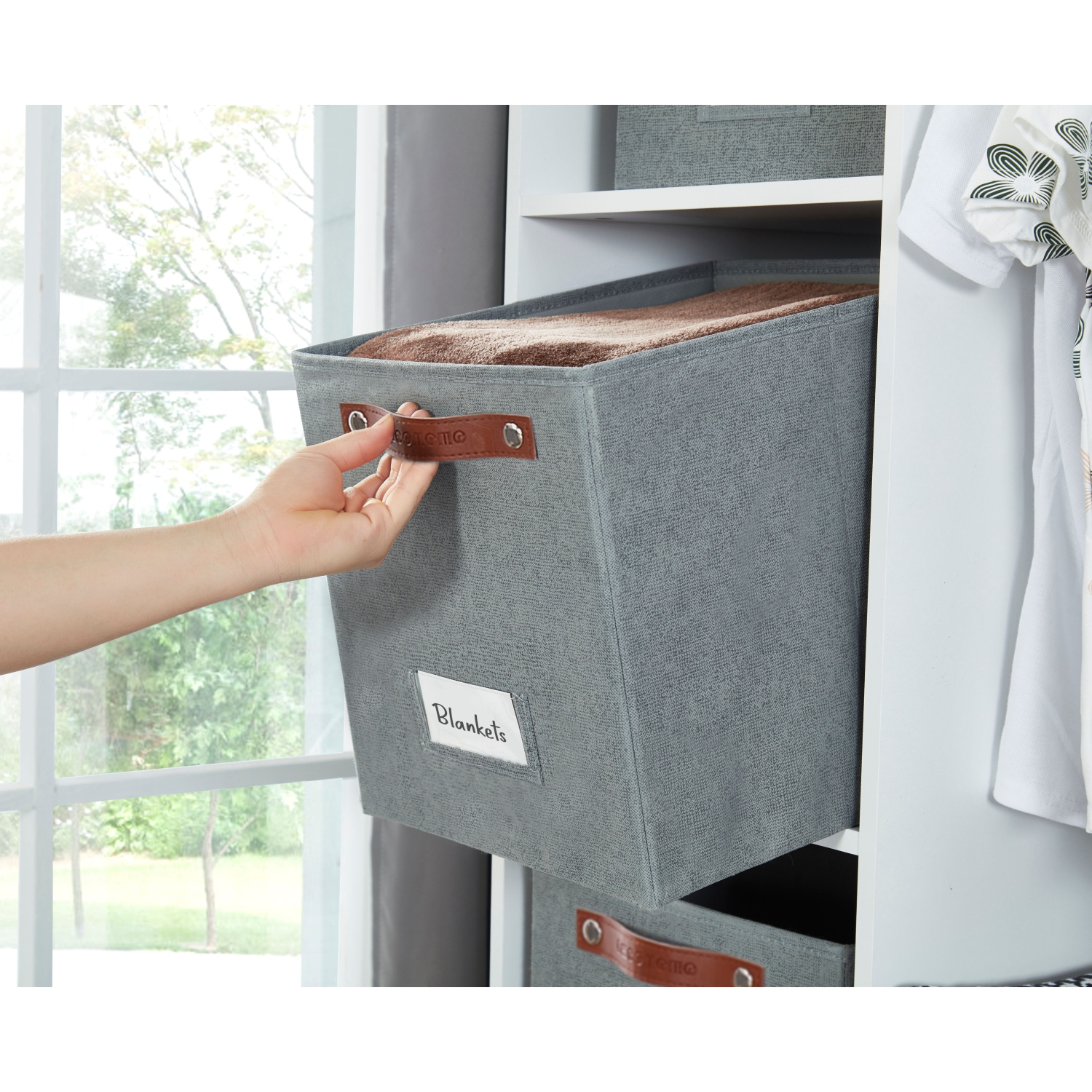 11" Cube Storage Bins Collapsible Storage Basket | Textured Fabric Closet Organizers