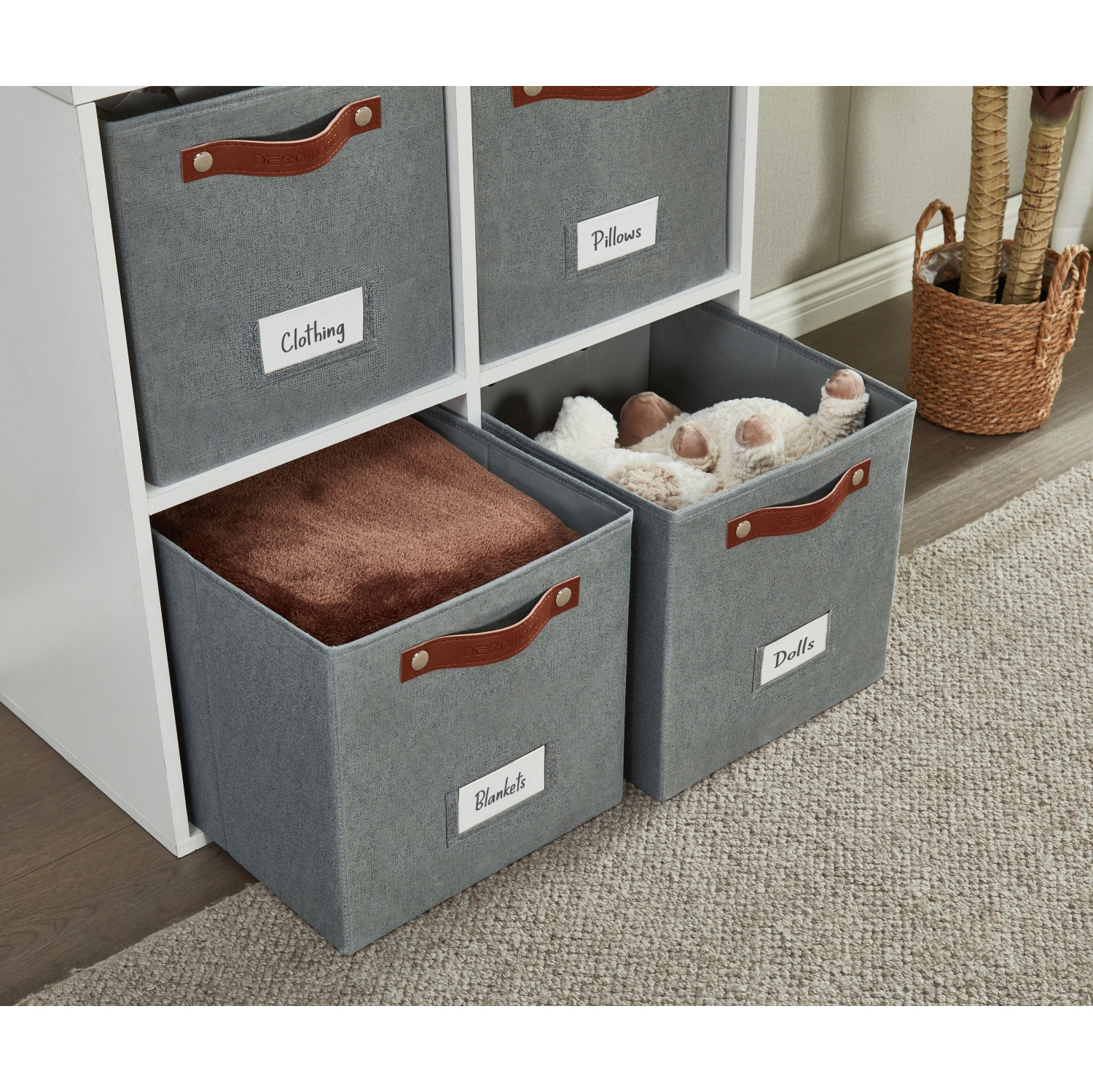 11" Cube Storage Bins Collapsible Storage Basket | Textured Fabric Closet Organizers