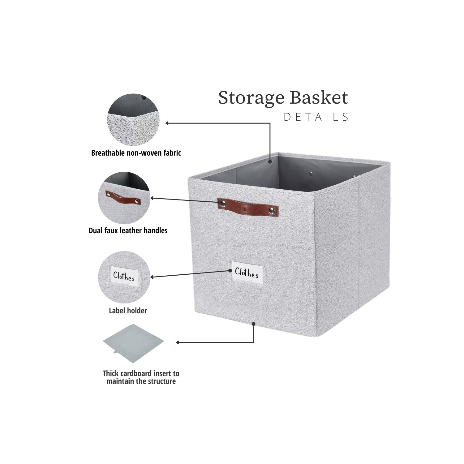 13x15 Kallax Storage Baskets | Textured Fabric Storage Bin for Toys | Closet Organizers for Kallax Shelves