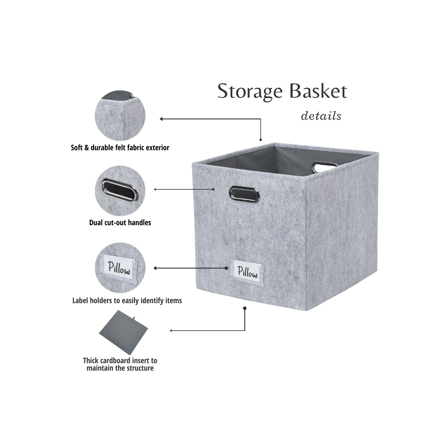 Paniers de rangement 13x15 Kallax | Bac de rangement avec porte-étiquette | Organisateurs de placard pour jouets