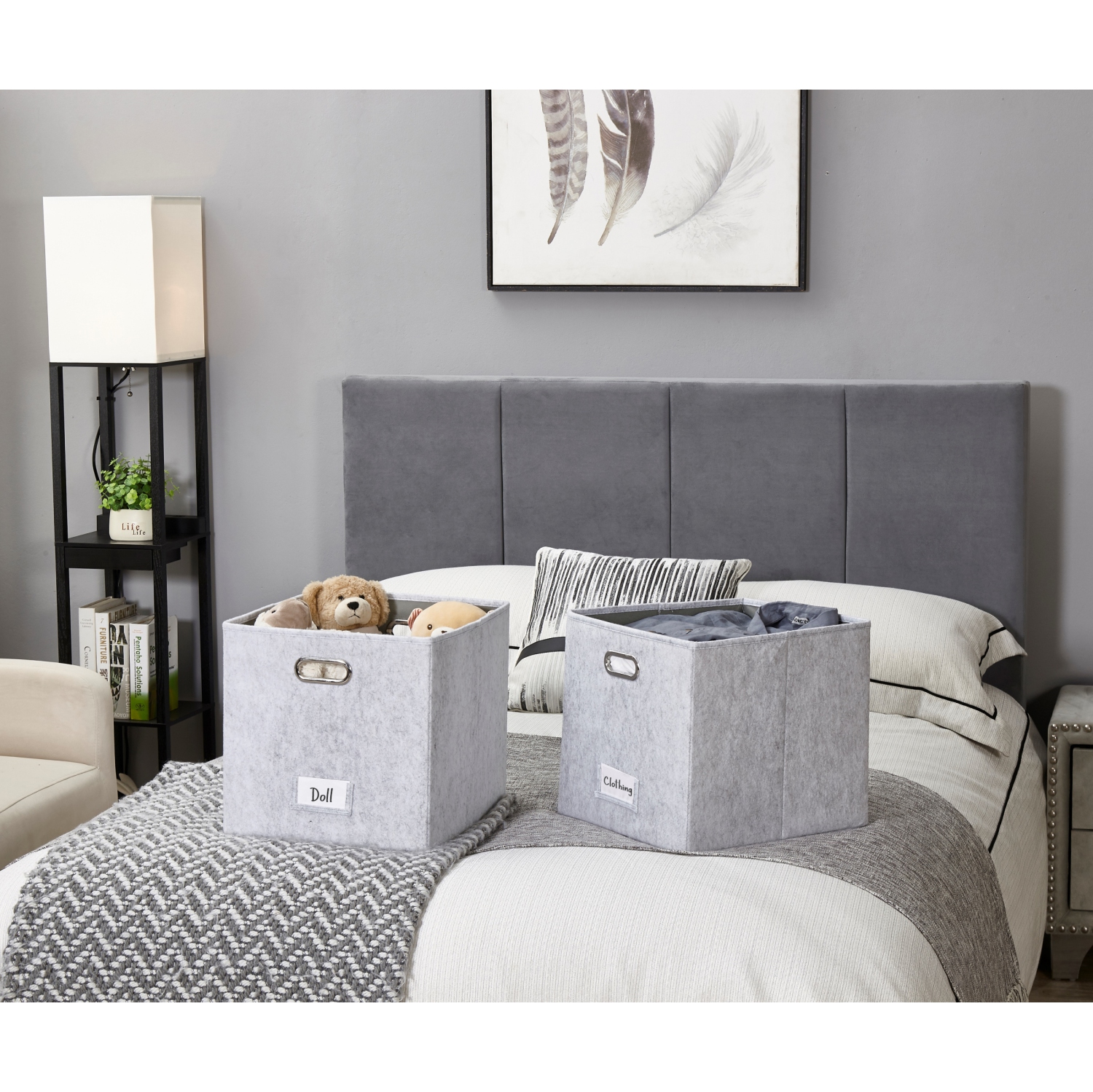 Paniers de rangement 13x15 Kallax | Bac de rangement avec porte-étiquette | Organisateurs de placard pour jouets