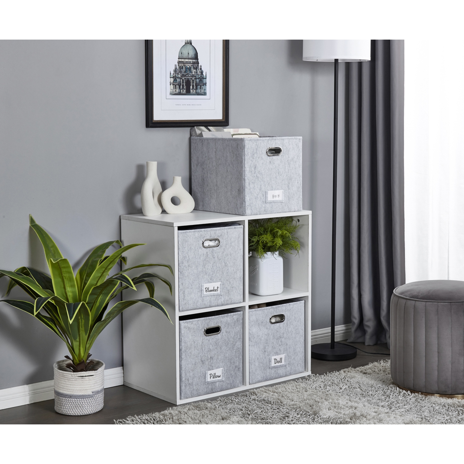 Paniers de rangement 13x15 Kallax | Bac de rangement avec porte-étiquette | Organisateurs de placard pour jouets