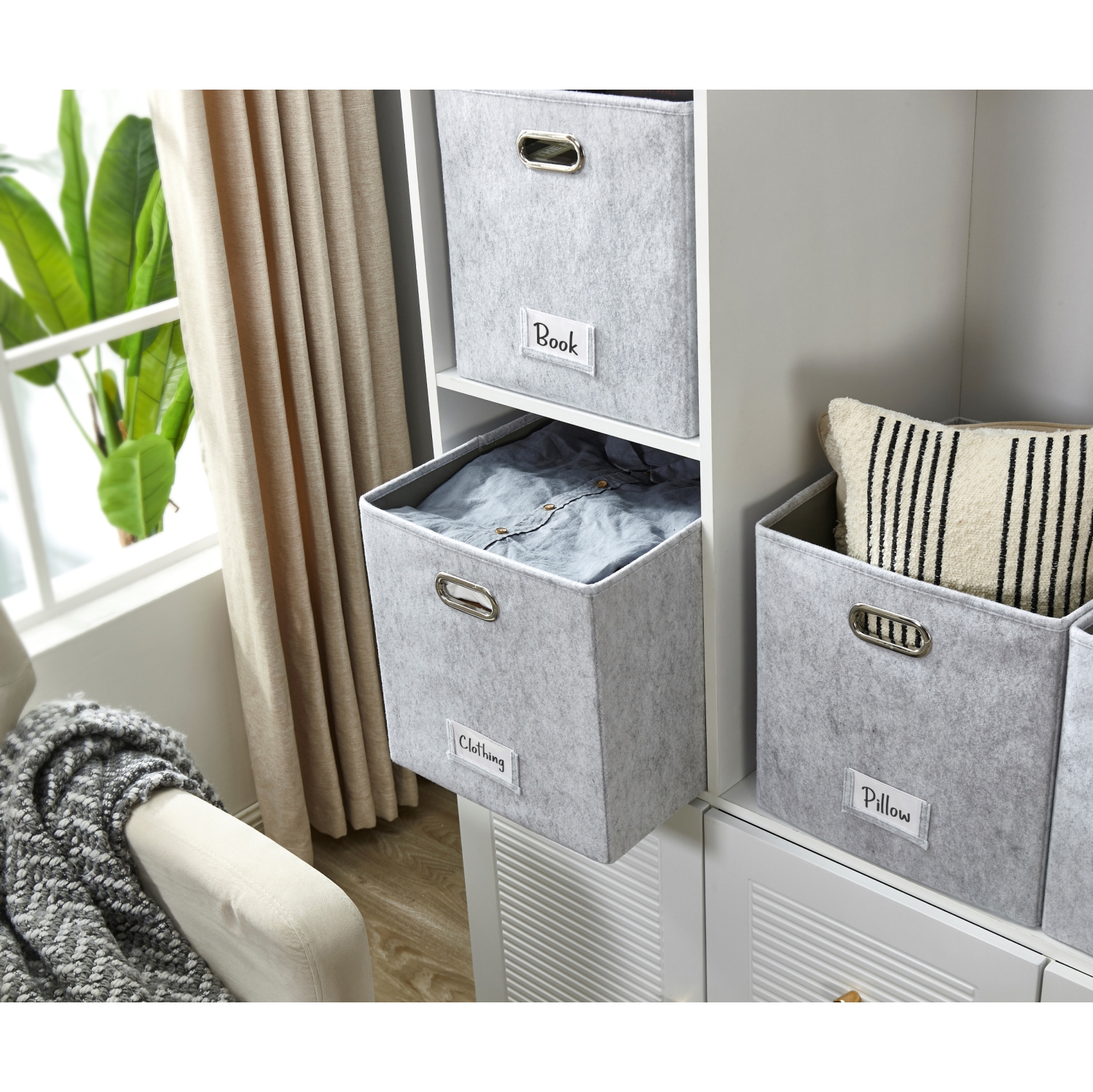 Paniers de rangement 13x15 Kallax | Bac de rangement avec porte-étiquette | Organisateurs de placard pour jouets