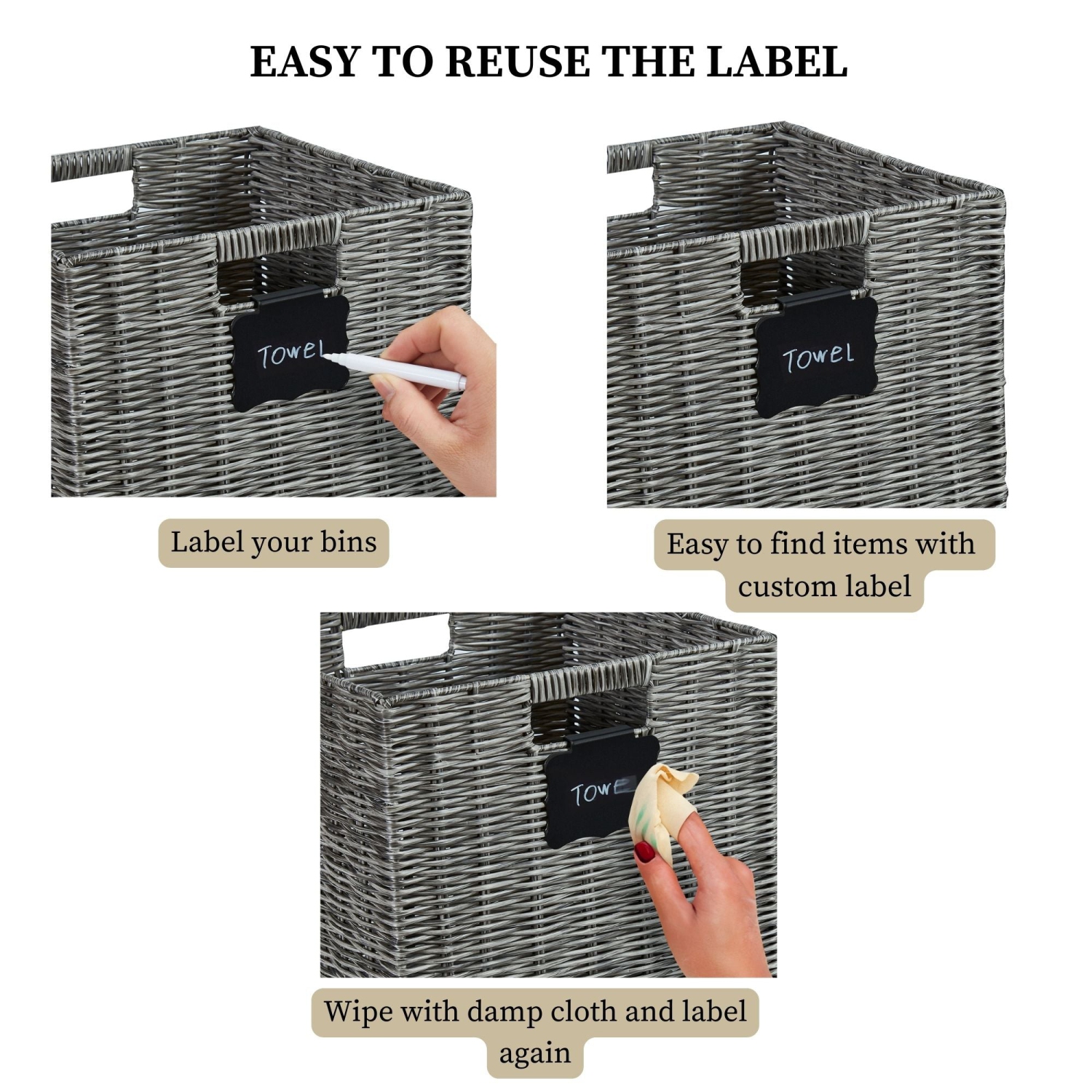 Paniers en osier Organisation de rangement - Paniers de rangement cubiques pour tablettes Jouets Livres Vêtements Panier décoratif en osier avec