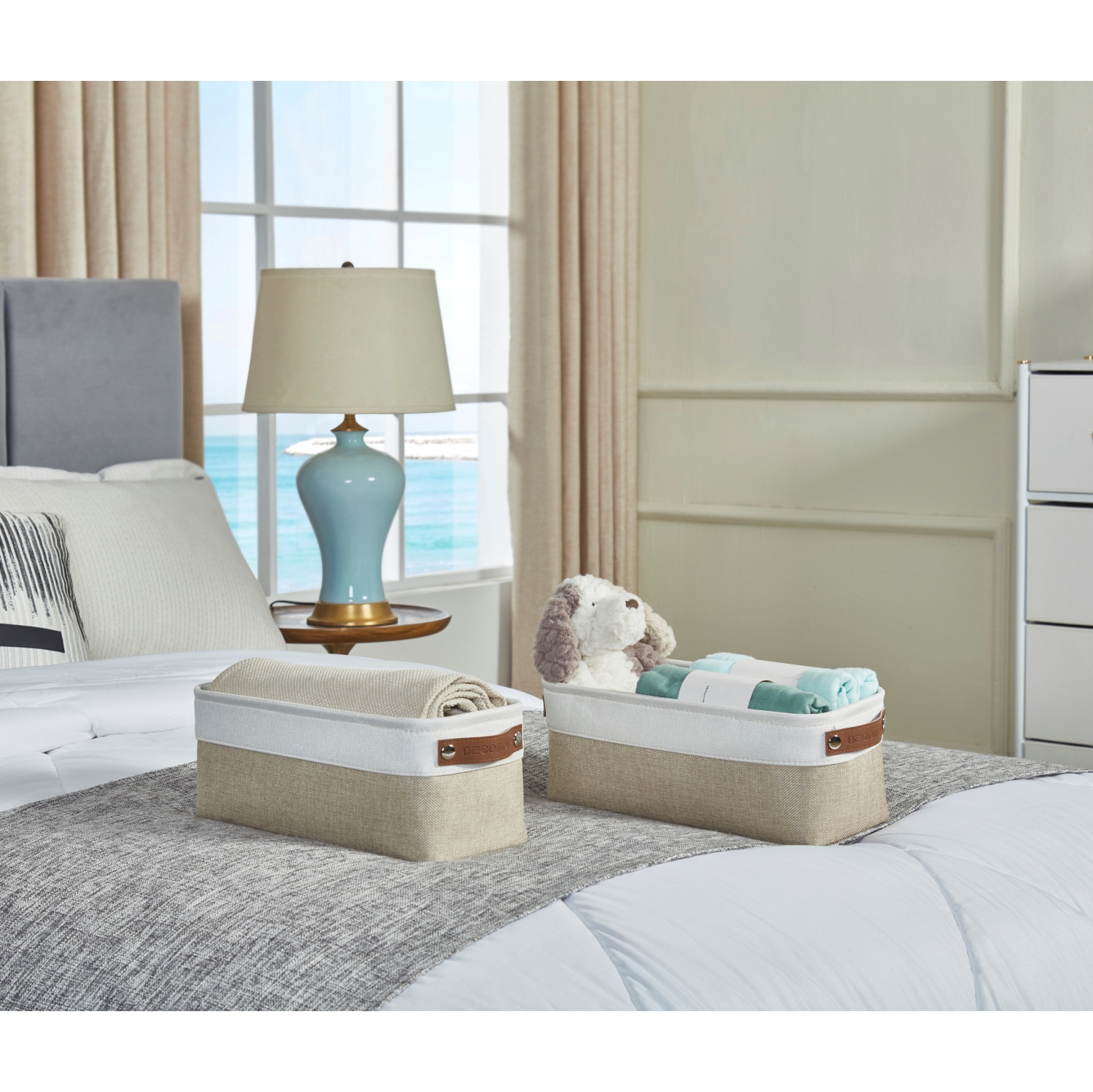 Petits paniers de rangement en tissu | Organisateurs de salle de bain | Organisateur de sous-vêtements avec poignées