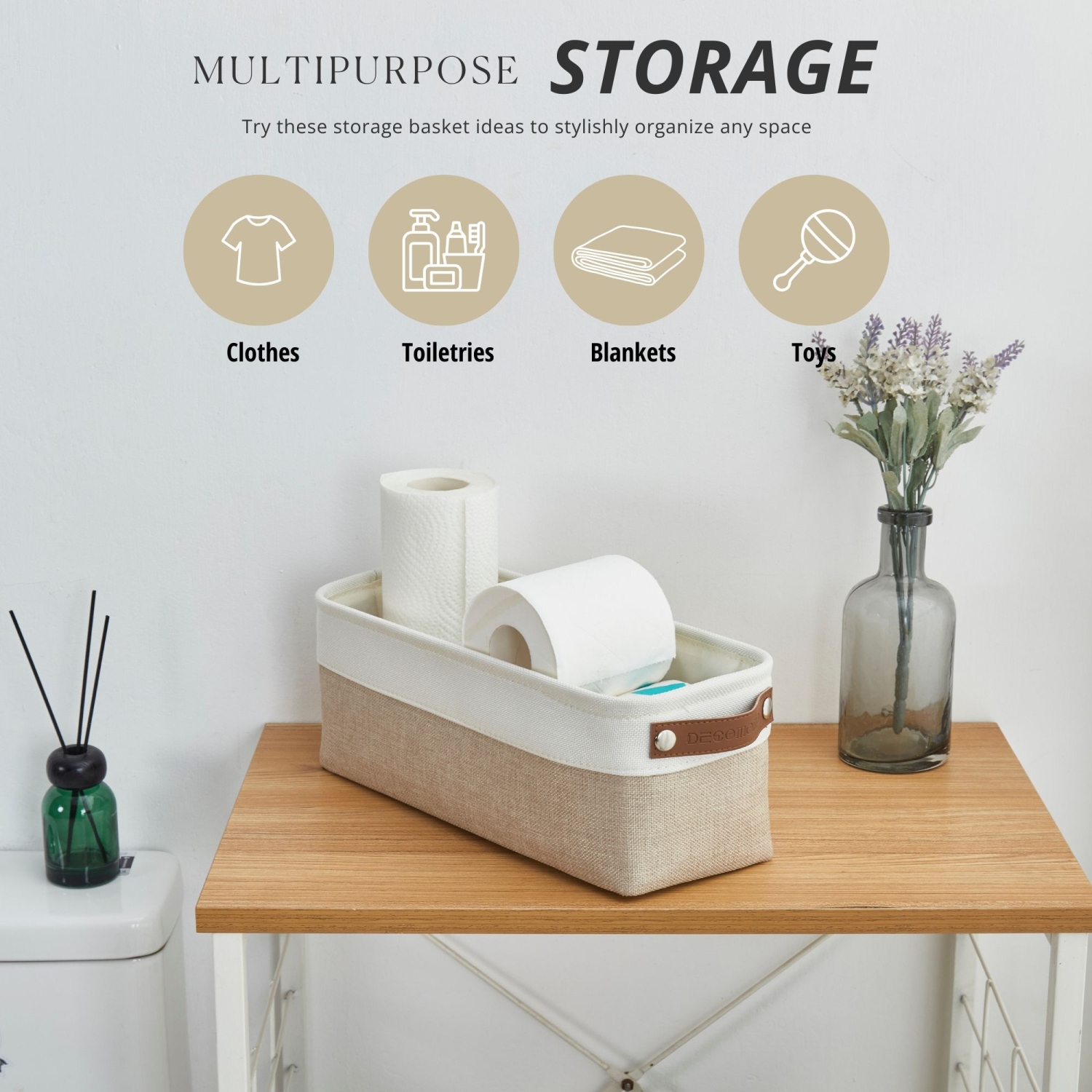 Petits paniers de rangement en tissu | Organisateurs de salle de bain | Organisateur de sous-vêtements avec poignées