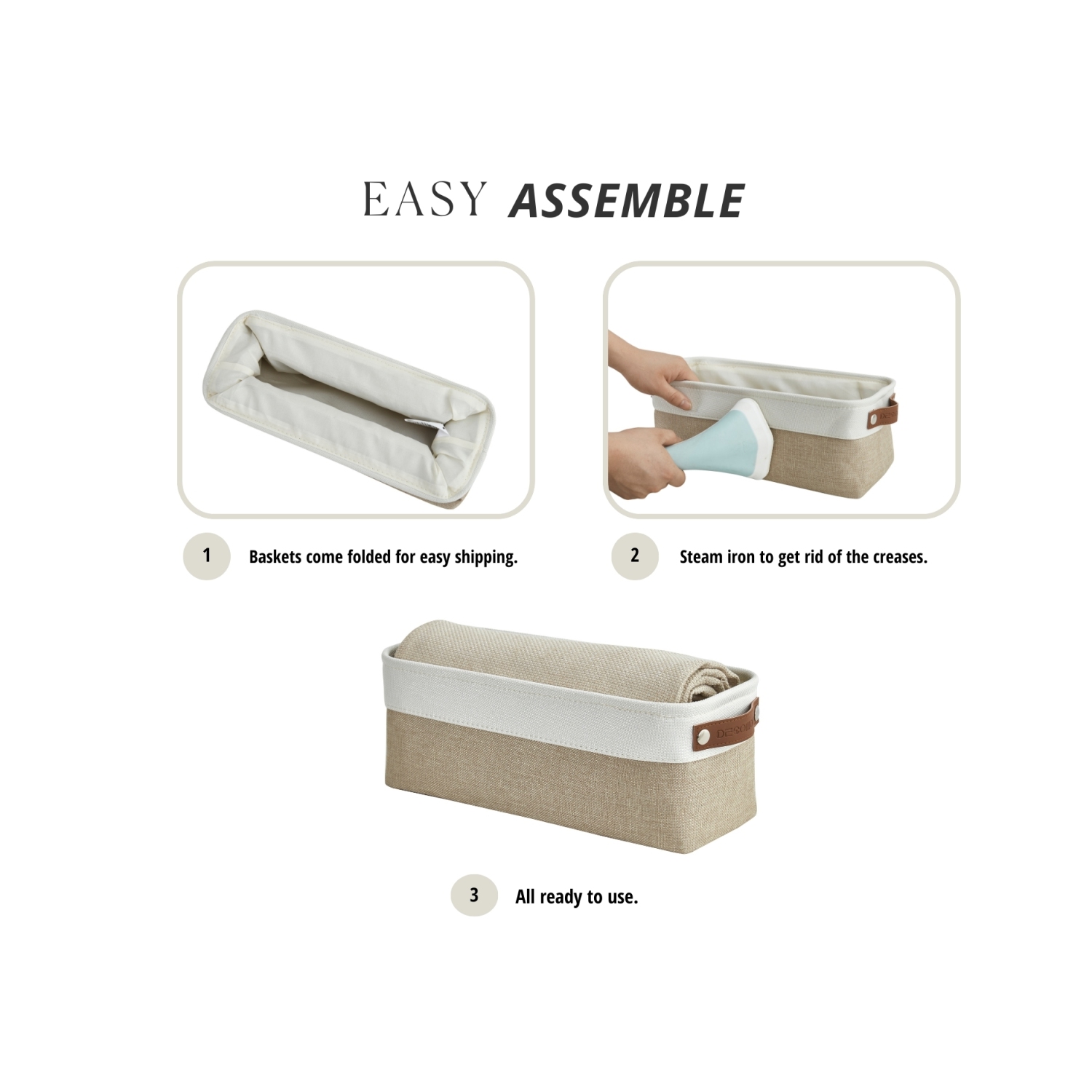 Petits paniers de rangement en tissu | Organisateurs de salle de bain | Organisateur de sous-vêtements avec poignées