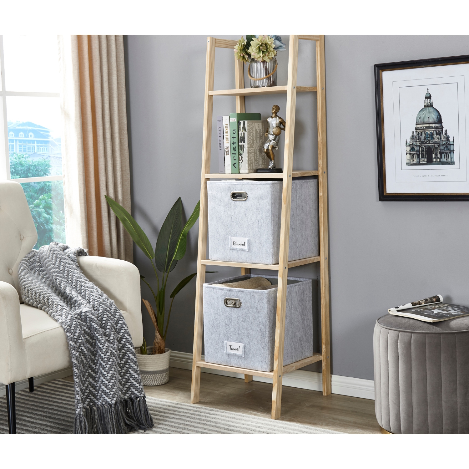 Bac de rangement cubique pliable de 11&nbsp;po avec porte-étiquette | Bacs de rangement en feutre