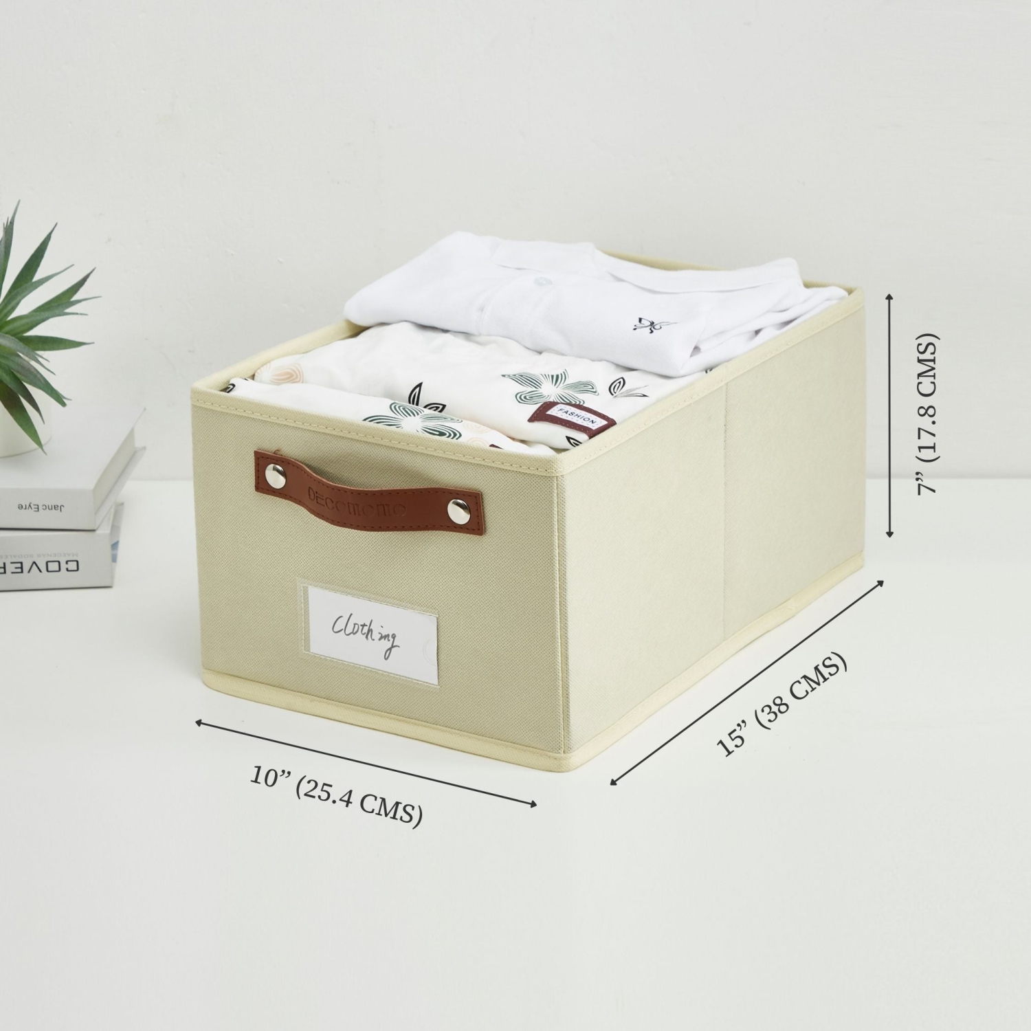 Rectangular Storage Baskets for Shelves with Label Holder