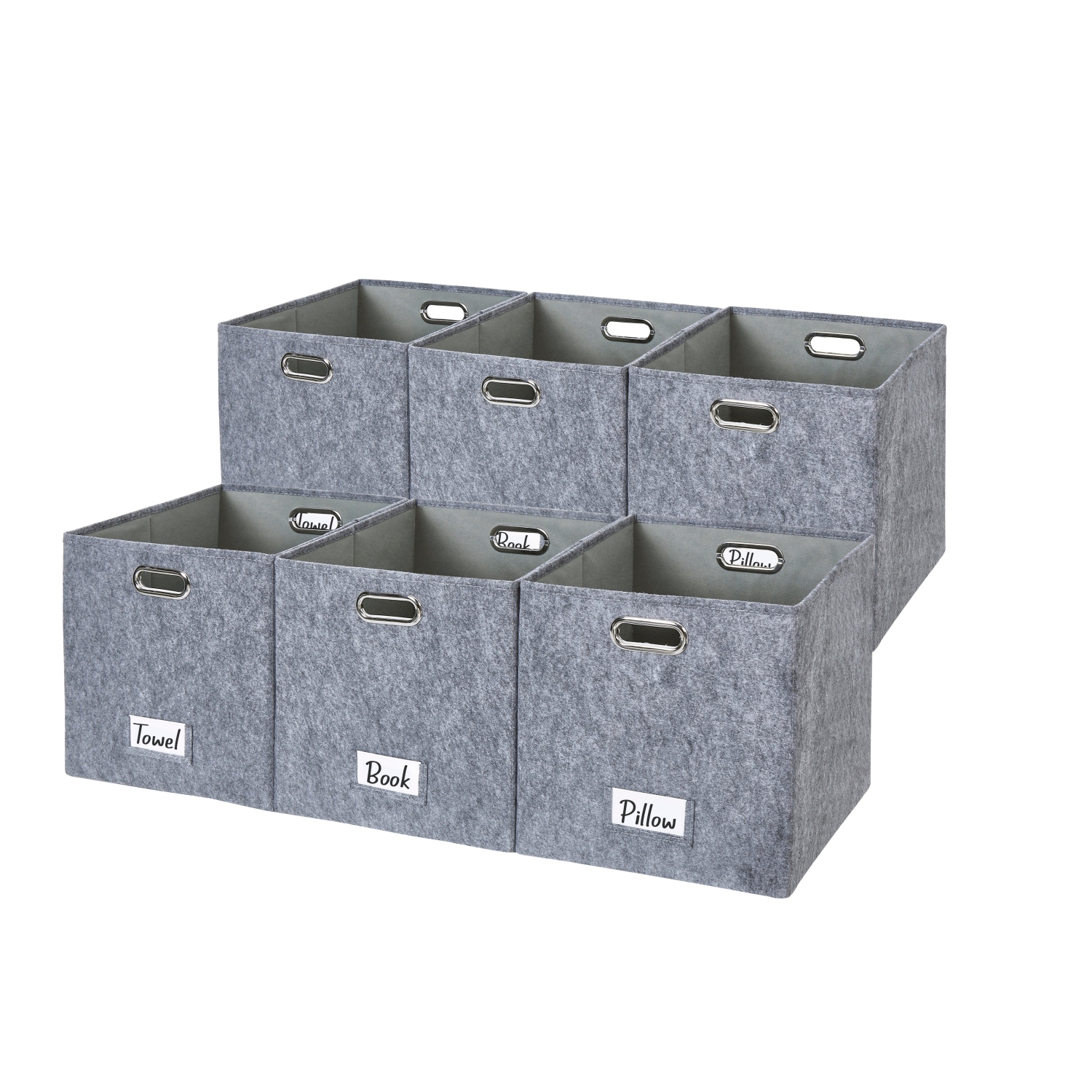 11" Collapsible Cube Storage Bin with Label Holder | Felt Storage Bins