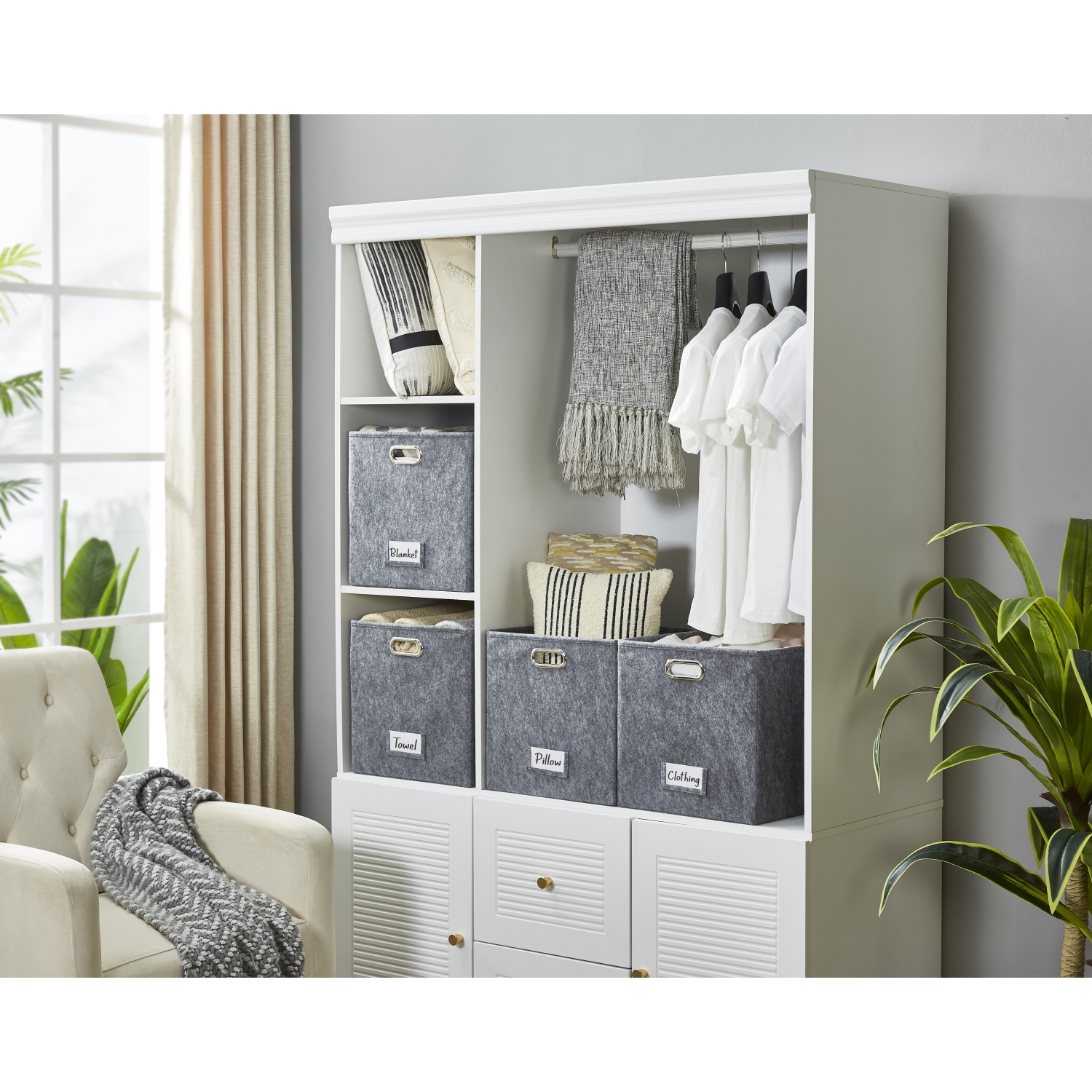 11" Collapsible Cube Storage Bin with Label Holder | Felt Storage Bins