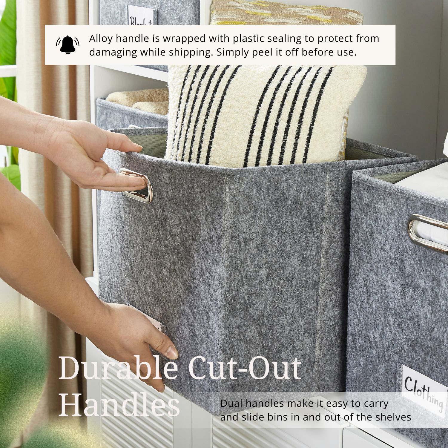 11" Collapsible Cube Storage Bin with Label Holder | Felt Storage Bins