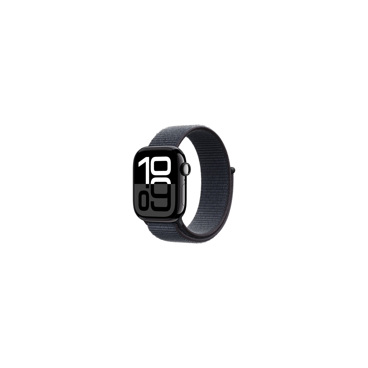 Boîte ouverte - Apple Watch Series 10 42&nbsp;mm avec boîtier en aluminium noir de jais et bracelet sport à rabat encre