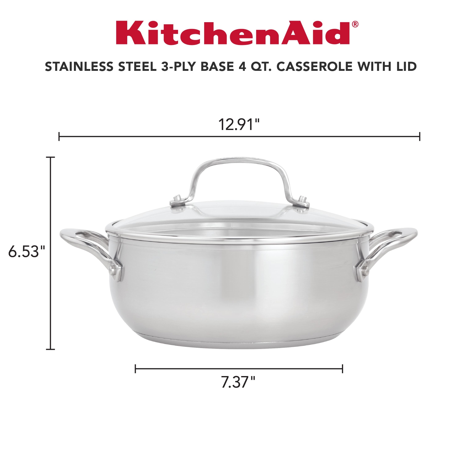 Cocotte en acier inoxydable 3,7&nbsp;L de KitchenAid - Argenté