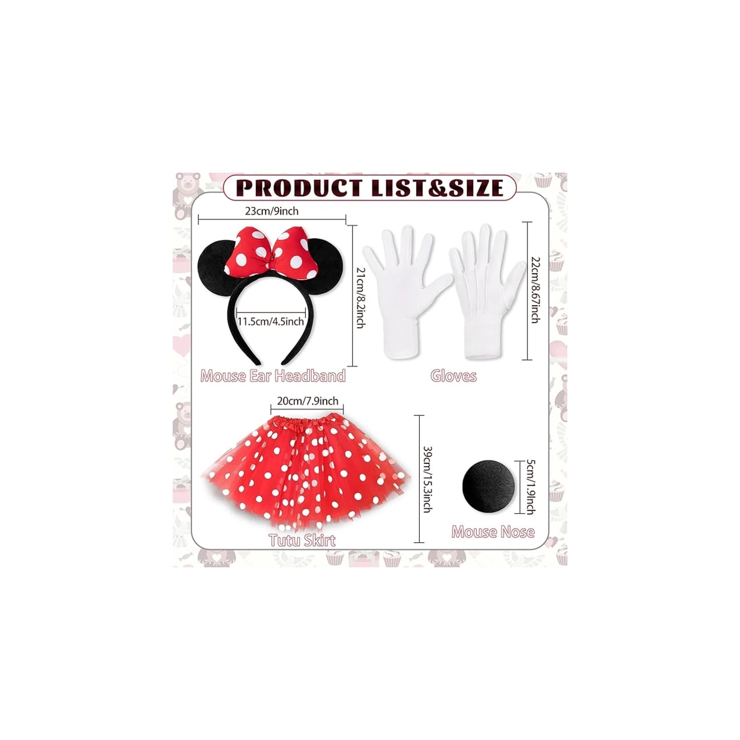 Accessoires de costume de souris Orgoue – Ensemble d'oreilles et de queue de souris pour femmes et filles adultes, parfait pour le costume d'Halloween