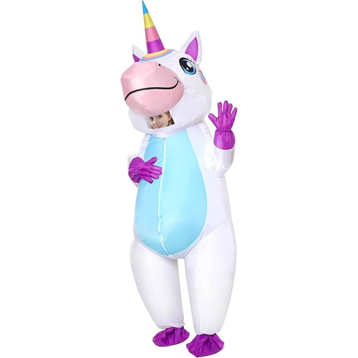 Costume gonflable de licorne pour adultes – Tenue d'Halloween pour tout le corps à enfiler pour les fêtes