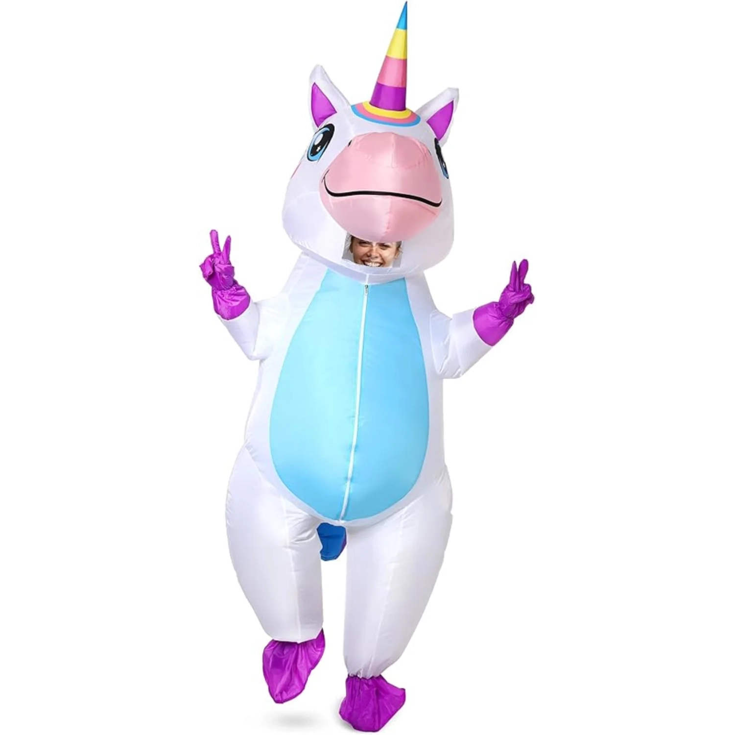 Costume gonflable de licorne pour adultes – Tenue d'Halloween pour tout le corps à enfiler pour les fêtes