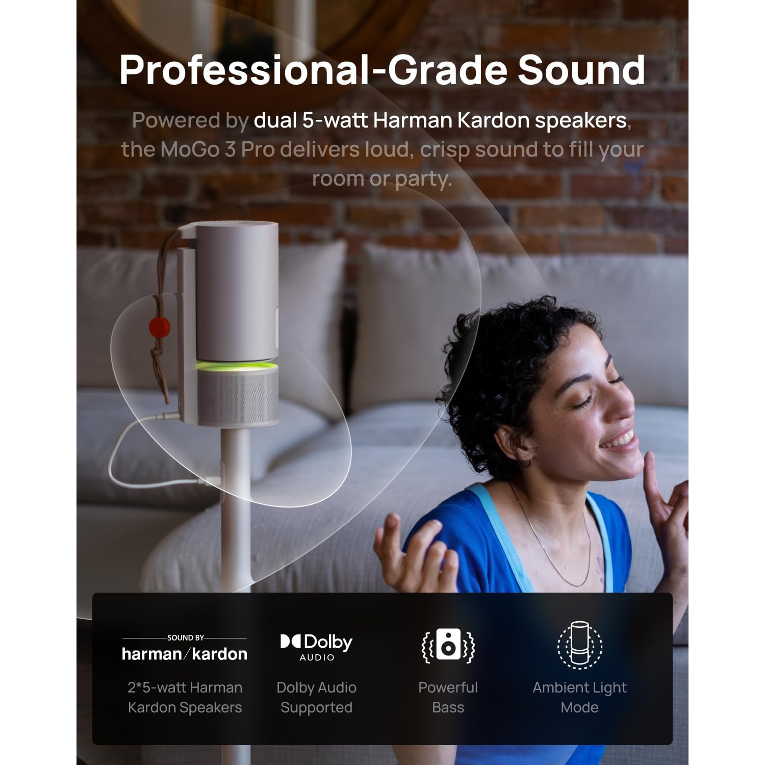 Projecteur de cinéma maison HD intégrale MoGo 3 Pro de XGIMI avec Netflix, haut-parleur, Wi-Fi, Bluetooth, téléphone intelligent Portatif pour