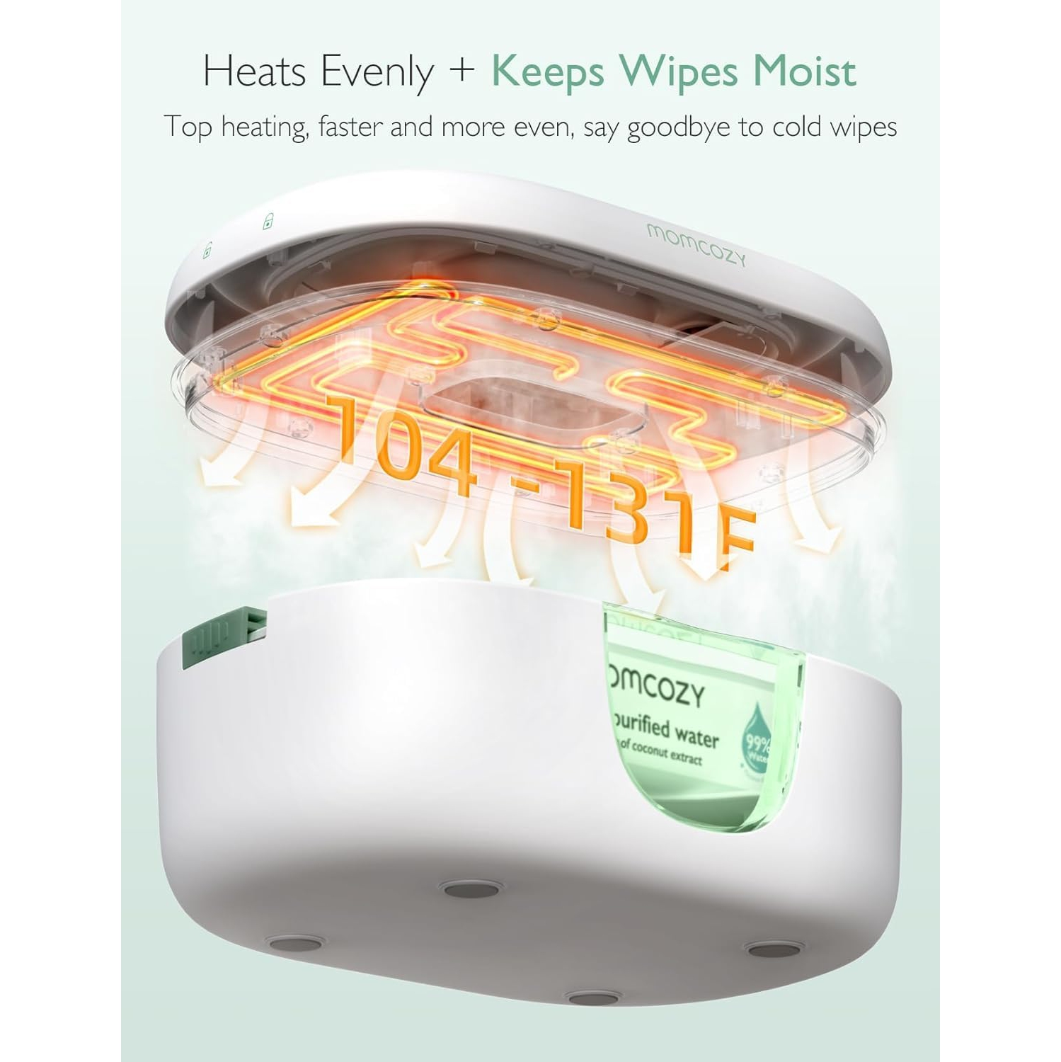 Momcozy Baby Wipe Warmer, Innovative Spring Design, Large Capacity Wipes Dispenser, Fast and Even Heating, 4 Modes of Temperature Heating Control,