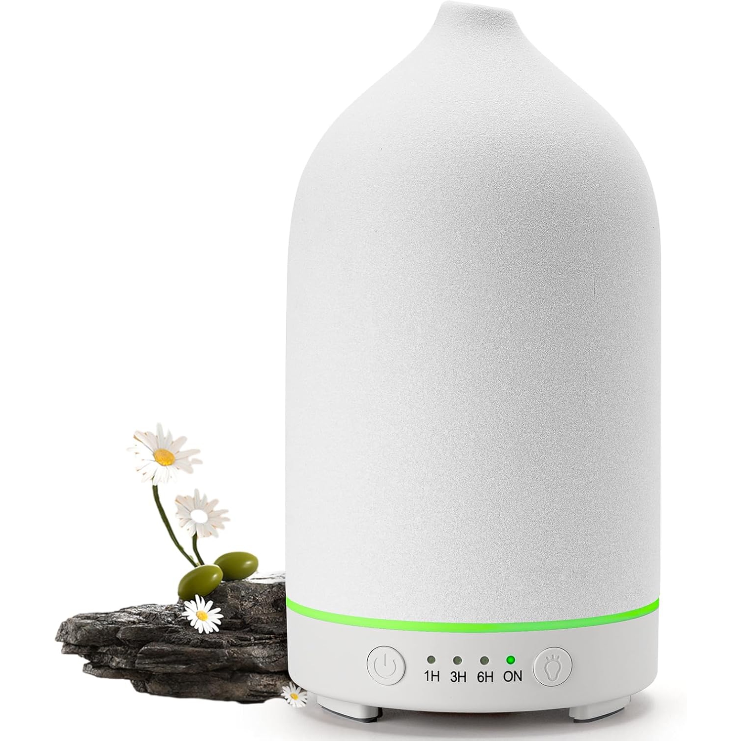 200ML Ceramic Diffuser,Essential Oil Diffuser with 7 Color Lights Auto Shut Off for Office Home Room,White