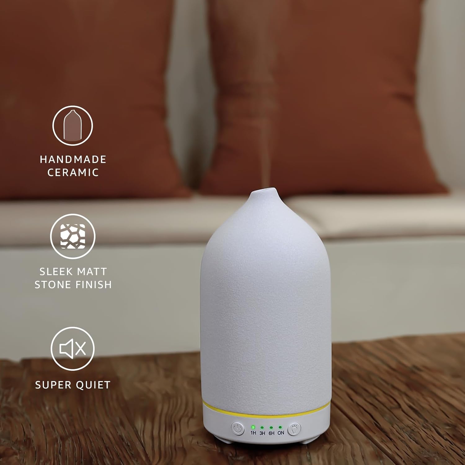 200ML Ceramic Diffuser,Essential Oil Diffuser with 7 Color Lights Auto Shut Off for Office Home Room,White