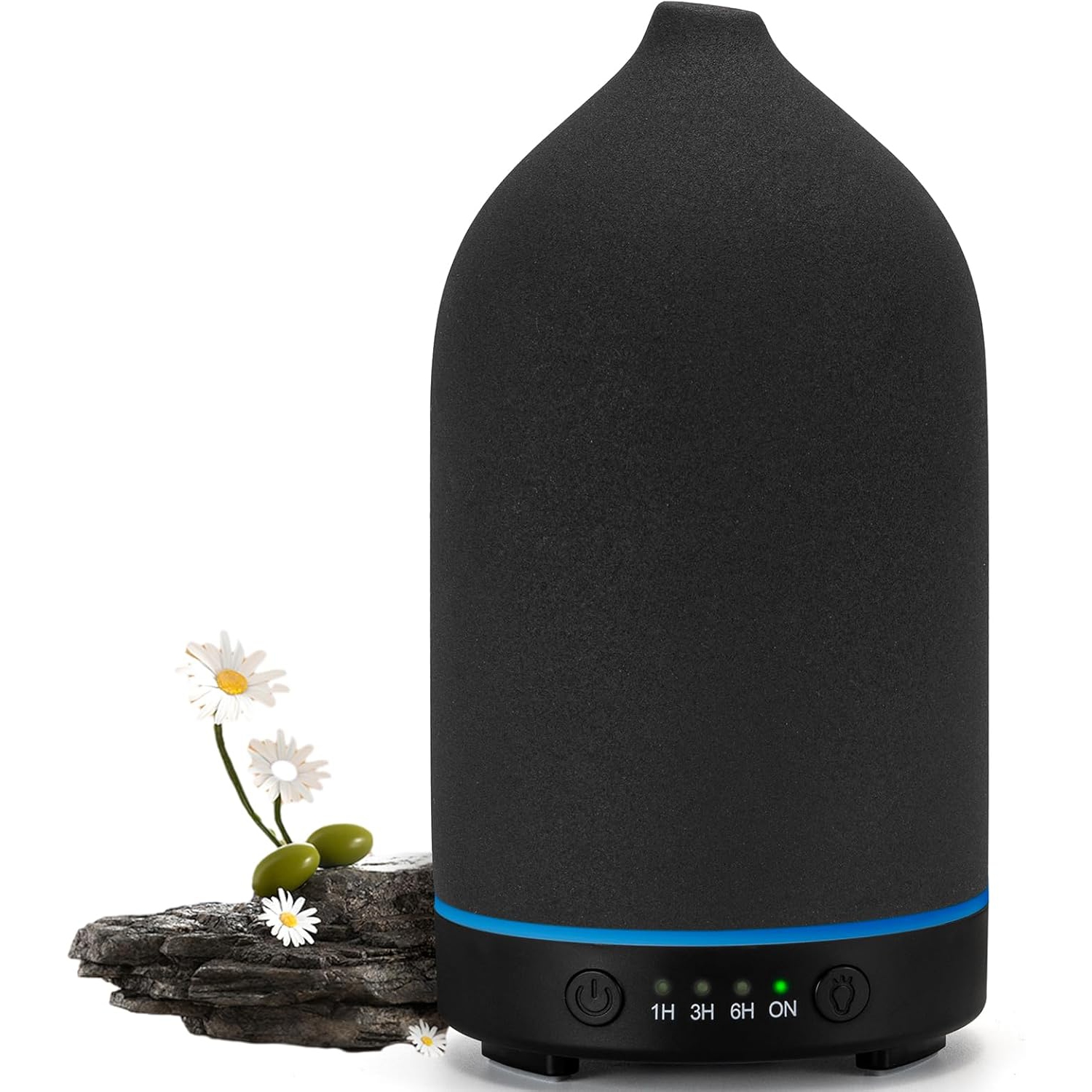 200ML Ceramic Diffuser,Essential Oil Diffuser with 7 Color Lights Auto Shut Off for Office Home Room,Black