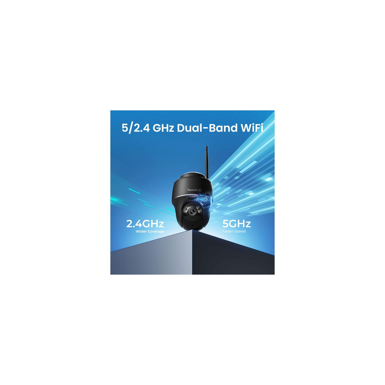 Reolink 4K Solar Security Camera Wireless Outdoor 360° Pan Tilt, 5/2.4 GHz Dual-Band WiFi, Argus PT Ultra Black