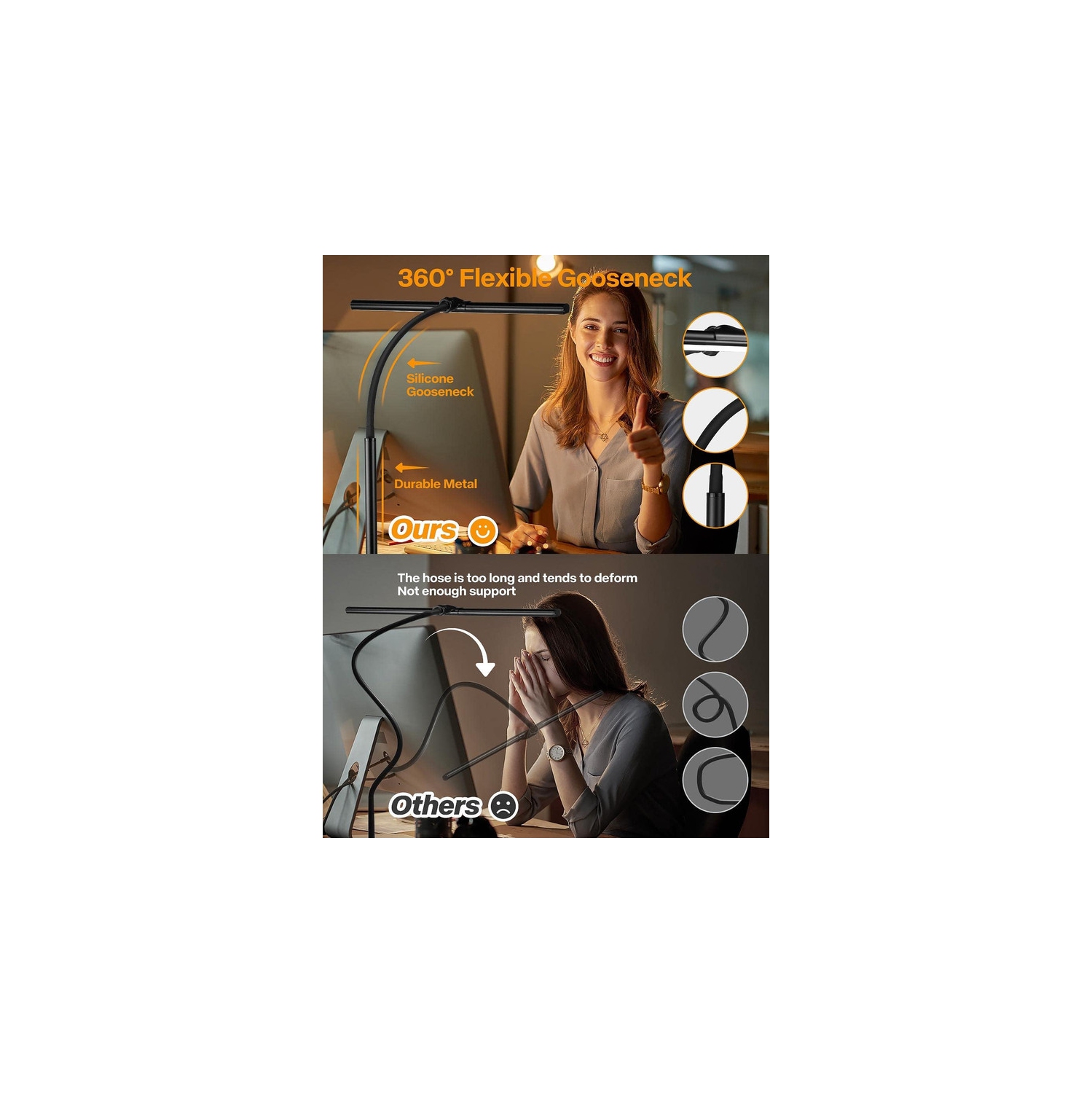 YOULIGHTS Desk Lamp for Office Home - Eye-Caring Architect Task Lamp 25 Lighting Modes Adjustable LED Desk Lamp Flexible Gooseneck Clamp Light for