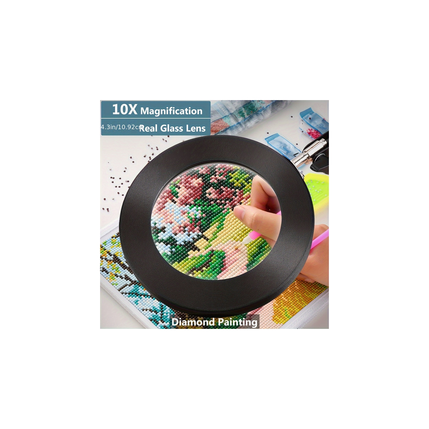 YOULIGHTS – Lampe de bureau moderne à bras pivotant réglable avec loupe 10x avec lumière et pince, 3 modes de couleur, intensité lumineuse lumineuse