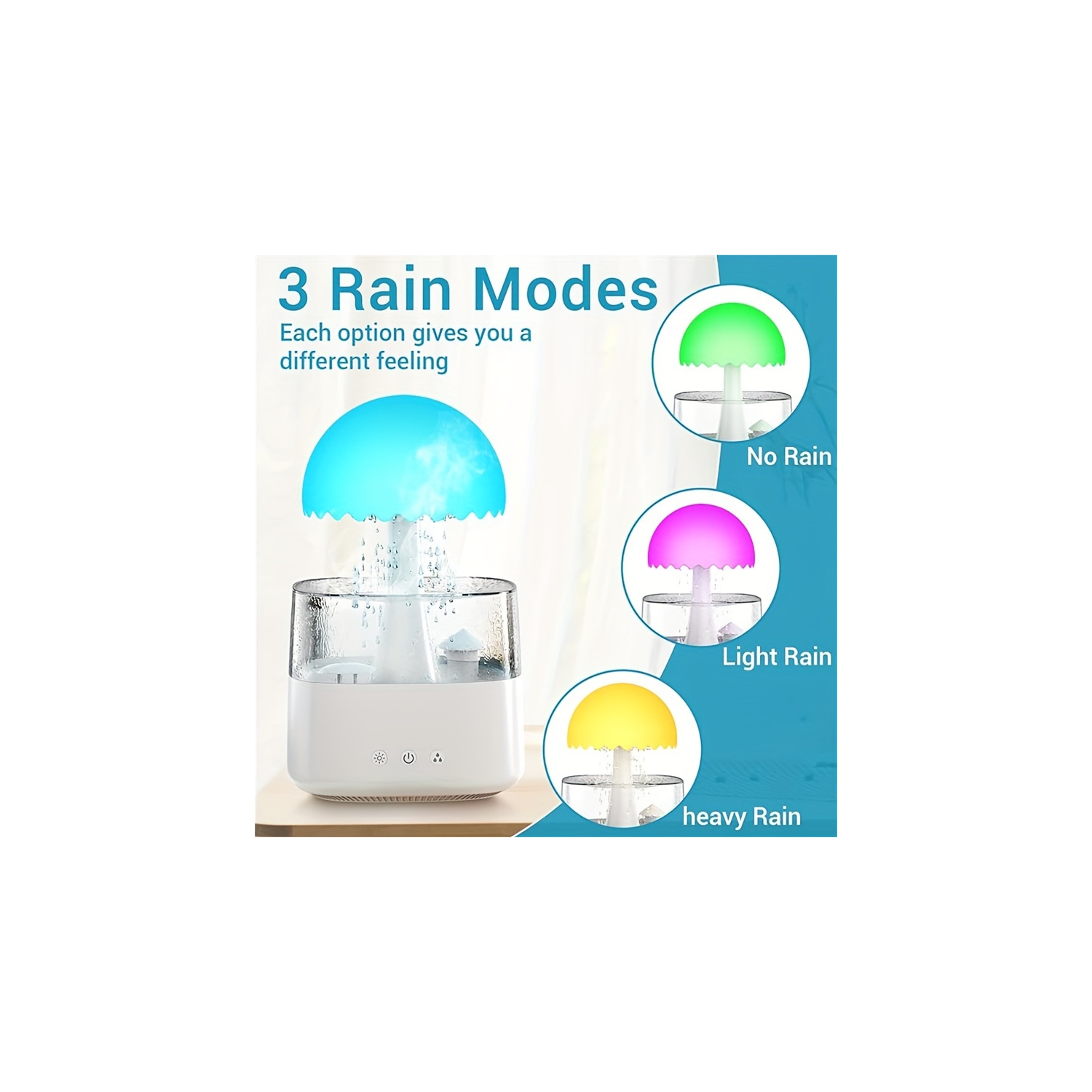 YOULIGHTS Rain cloud drip humidifier with remote control, 2 in 1 rain cloud diffuser, 450 ml rain cloud drip humidifier, 7 color mushroom