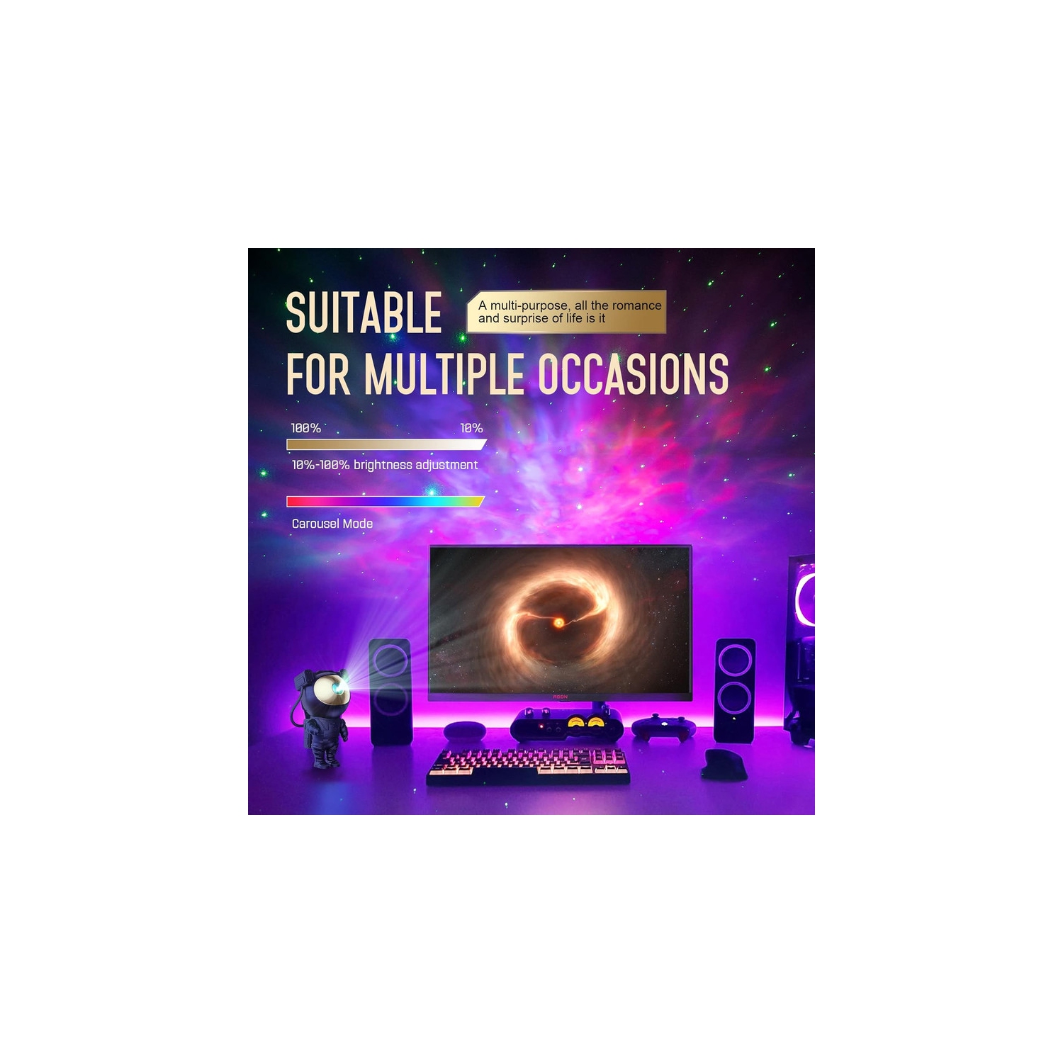 YOULIGHTS Night Light Projector - Cool Stuff Tiktok Trend Items, Galaxy Star Astronaut Space Ceiling Projector, Led Lights for Bedroom Accessories