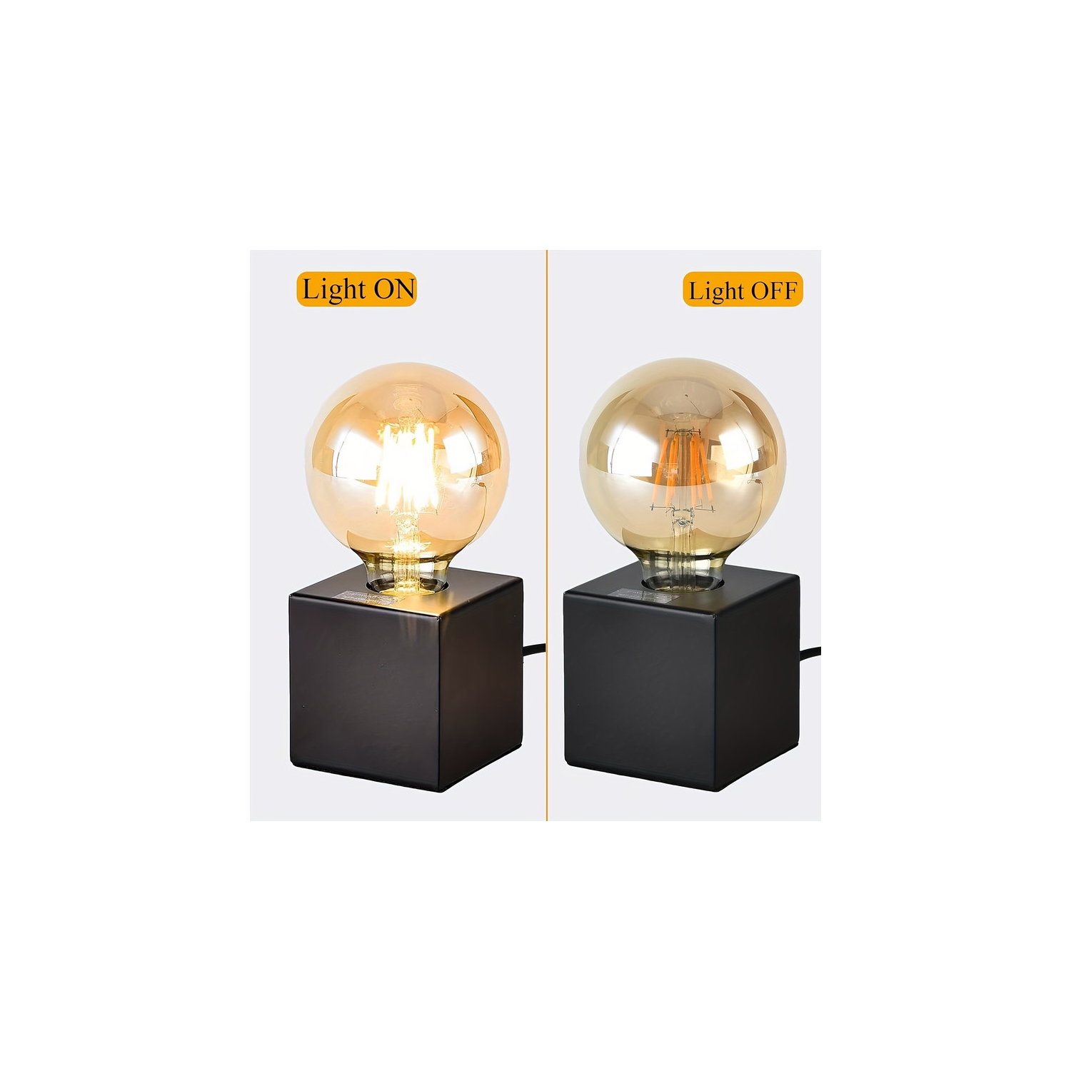 YOULIGHTS – Ensemble de 2 mini base de lampe de table industrielle, lampe de table noire avec prise, lampe de table moderne simple en métal avec