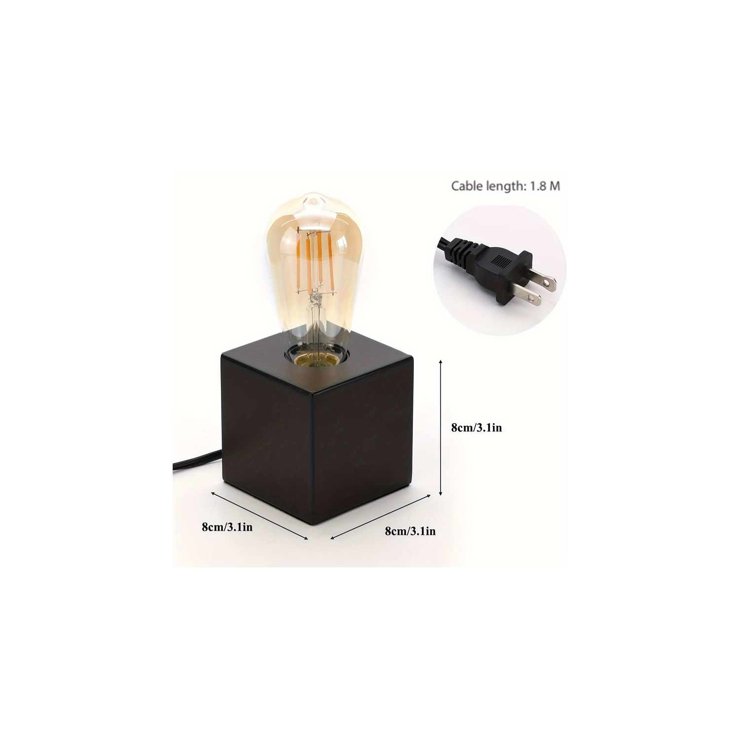 YOULIGHTS – Ensemble de 2 mini base de lampe de table industrielle, lampe de table noire avec prise, lampe de table moderne simple en métal avec