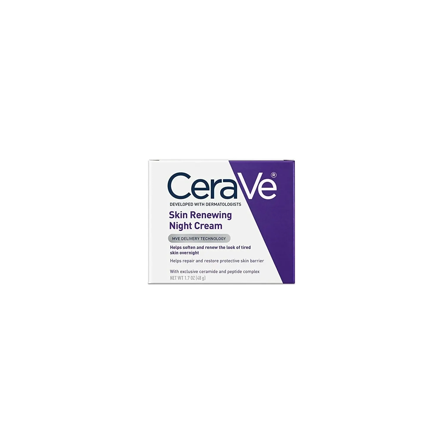 CeraVe Skin Renewing Night Cream 1.7 oz Facial Moisturizer with Niacinamide and Peptide Complex to Soften Skin