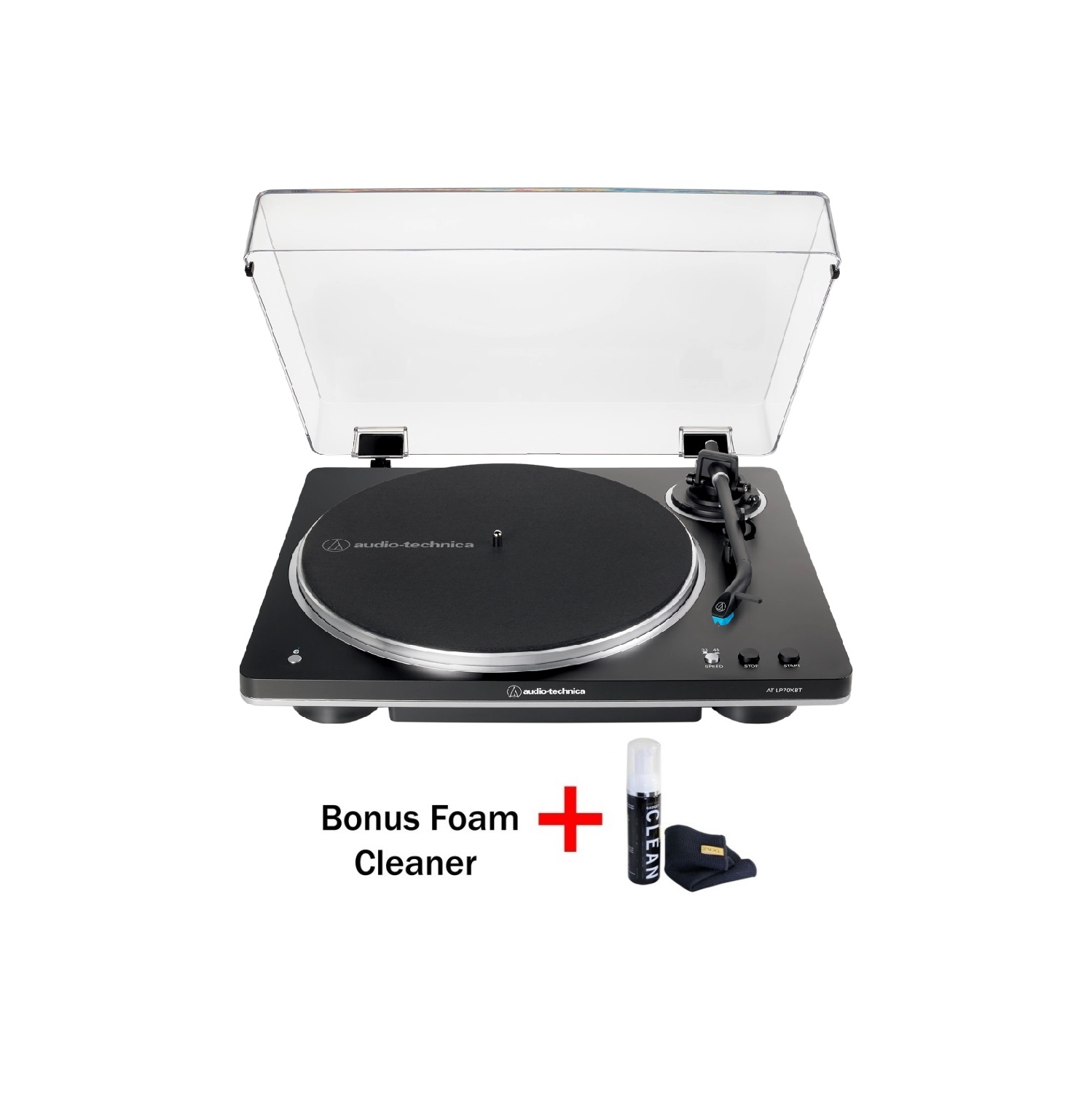 Tourne-disque automatique sans fil à courroie AT-LP70XBT d'Audio-Technica - Nettoyant de gadgets inclus en prime!