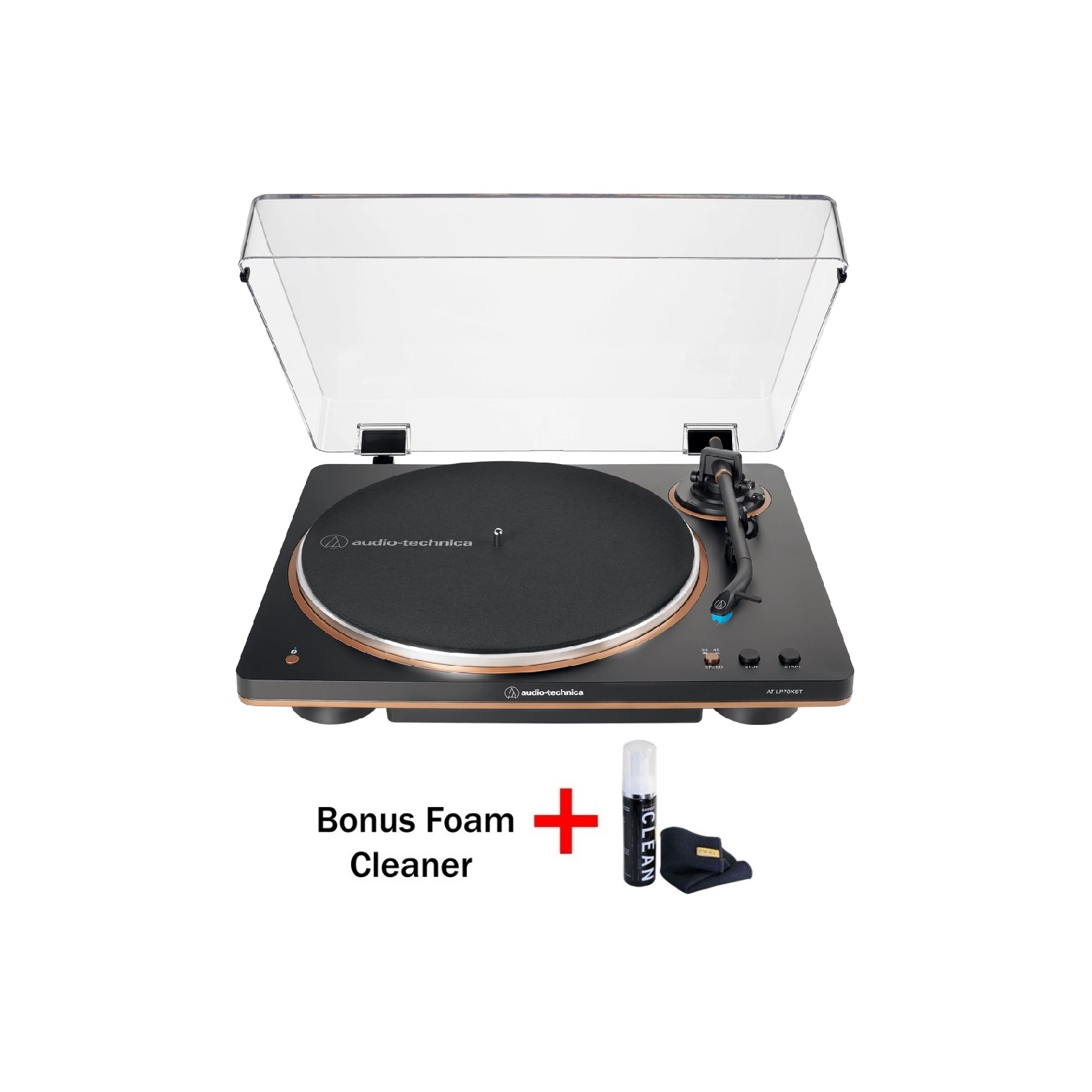 Tourne-disque auto. Sans fil à courroie AT-LP70XBT d'Audio-Technica - Nettoyant de gadgets inclus en prime!
