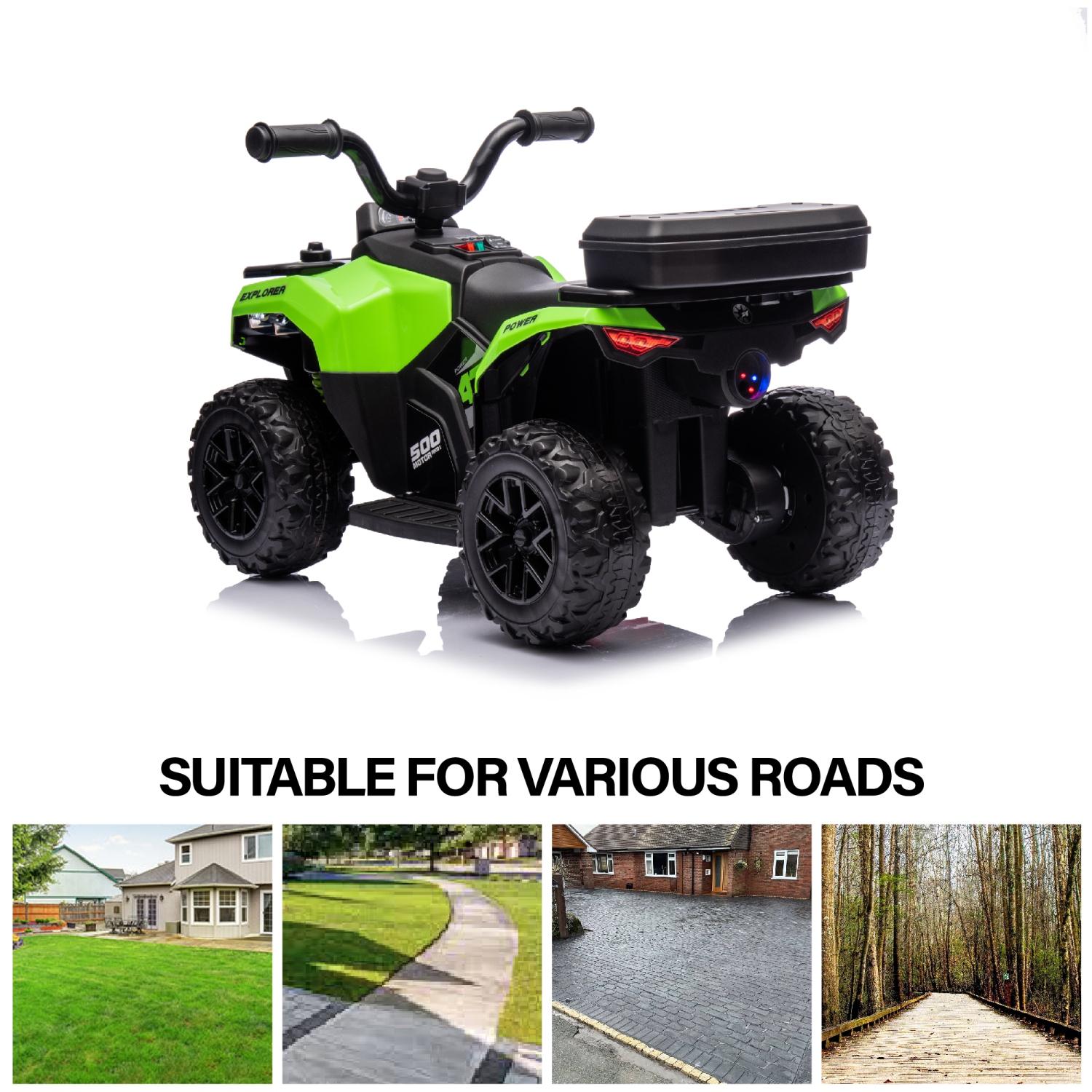 VOLTZ TOYS Explorer Quad UTV Ride-On Car Toy for Kids with 6V Battery, LED Lights, Music Player, Suspension, Battery Powered Electric Vehicle Kids