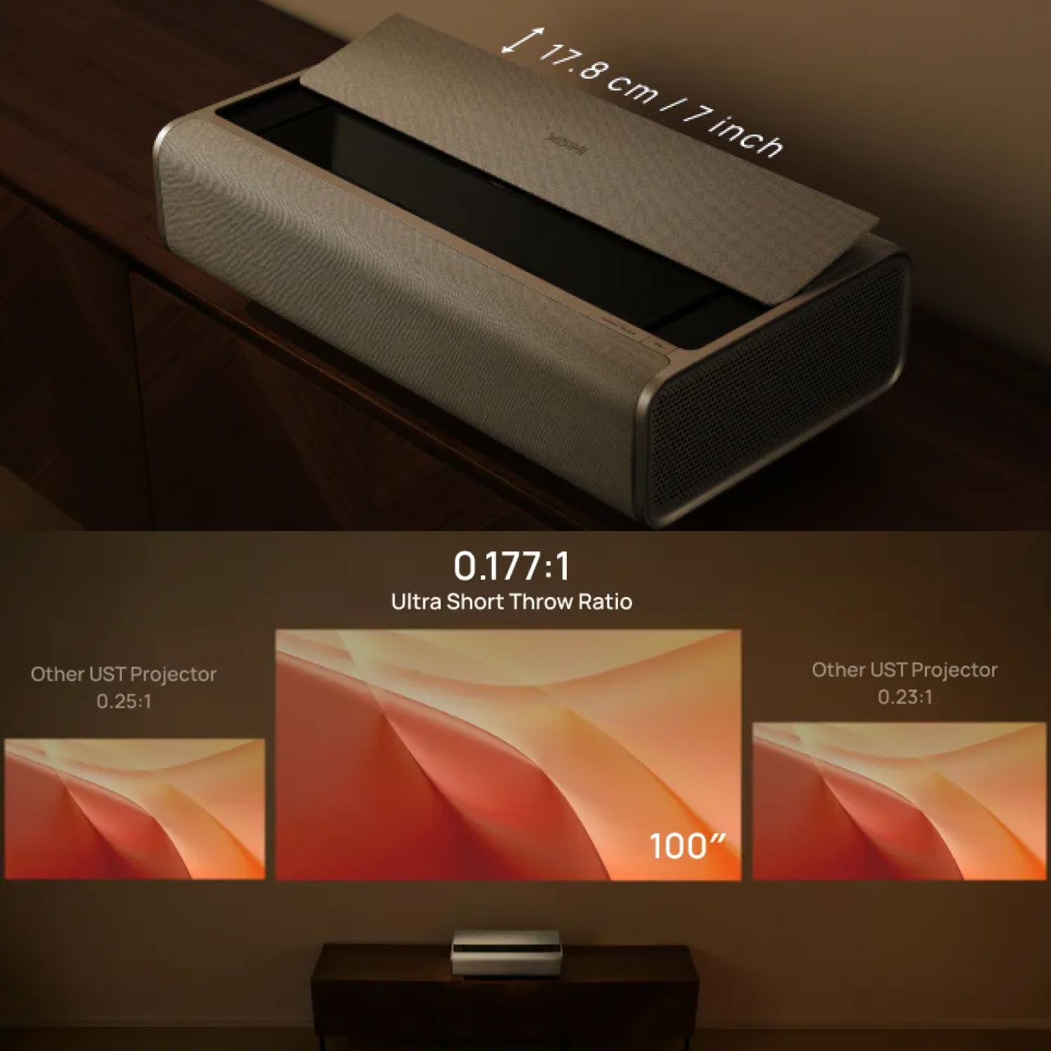 Projecteur laser XGIMI AURA 2 4K à focale ultra courte pour cinéma maison, films, vidéos, jeux vidéo, écran jusqu'à 150&nbsp;po, télévision par