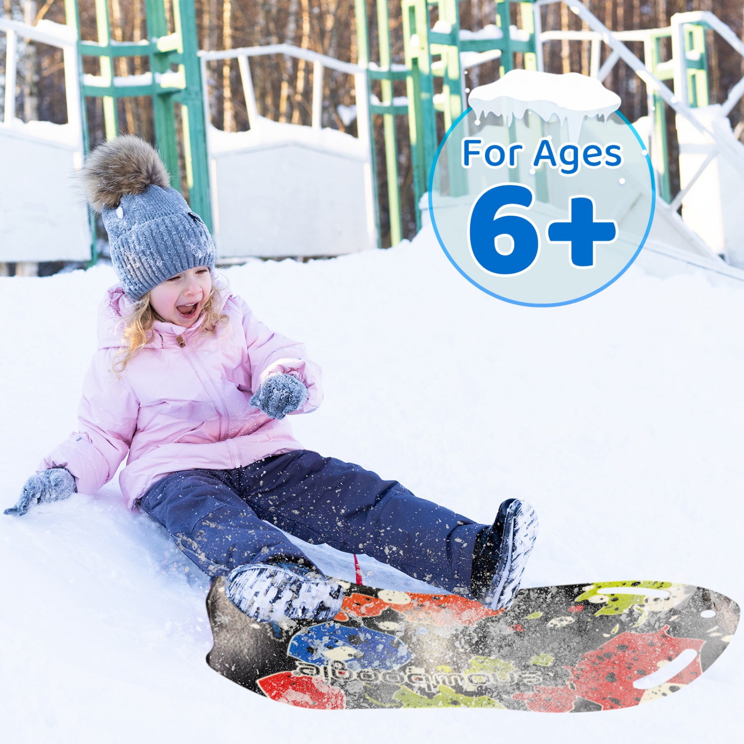 Traîneau à neige WHAM-O Snowboogie de 37 po pour une personne, traîneau d'hiver enroulable à revêtement pneumatique avec poignées découpées au