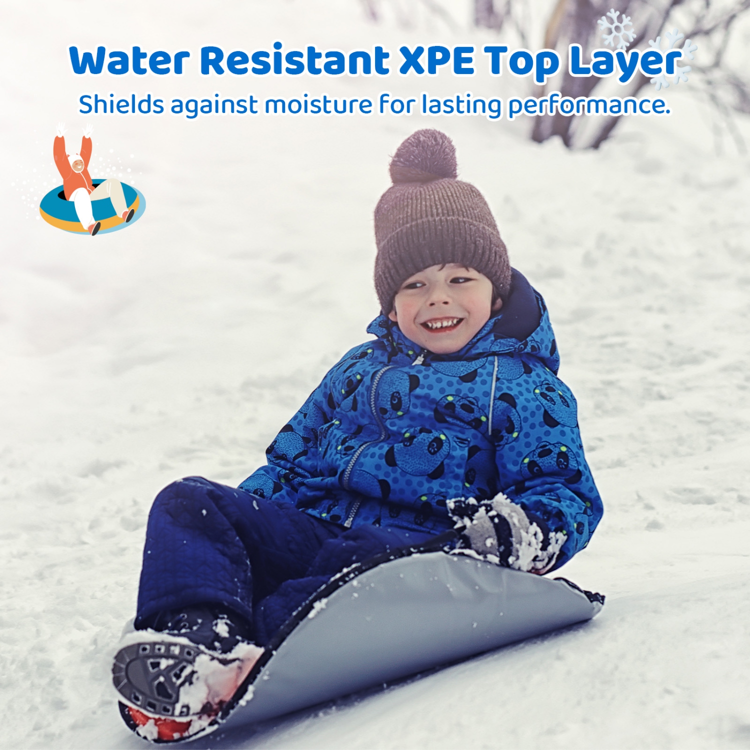 WHAM-O Winter – Traîneau à neige à un cycliste de 26&nbsp;po, traîneau à disque pneumatique avec centre en mousse de polyéthylène, poignées lisses et