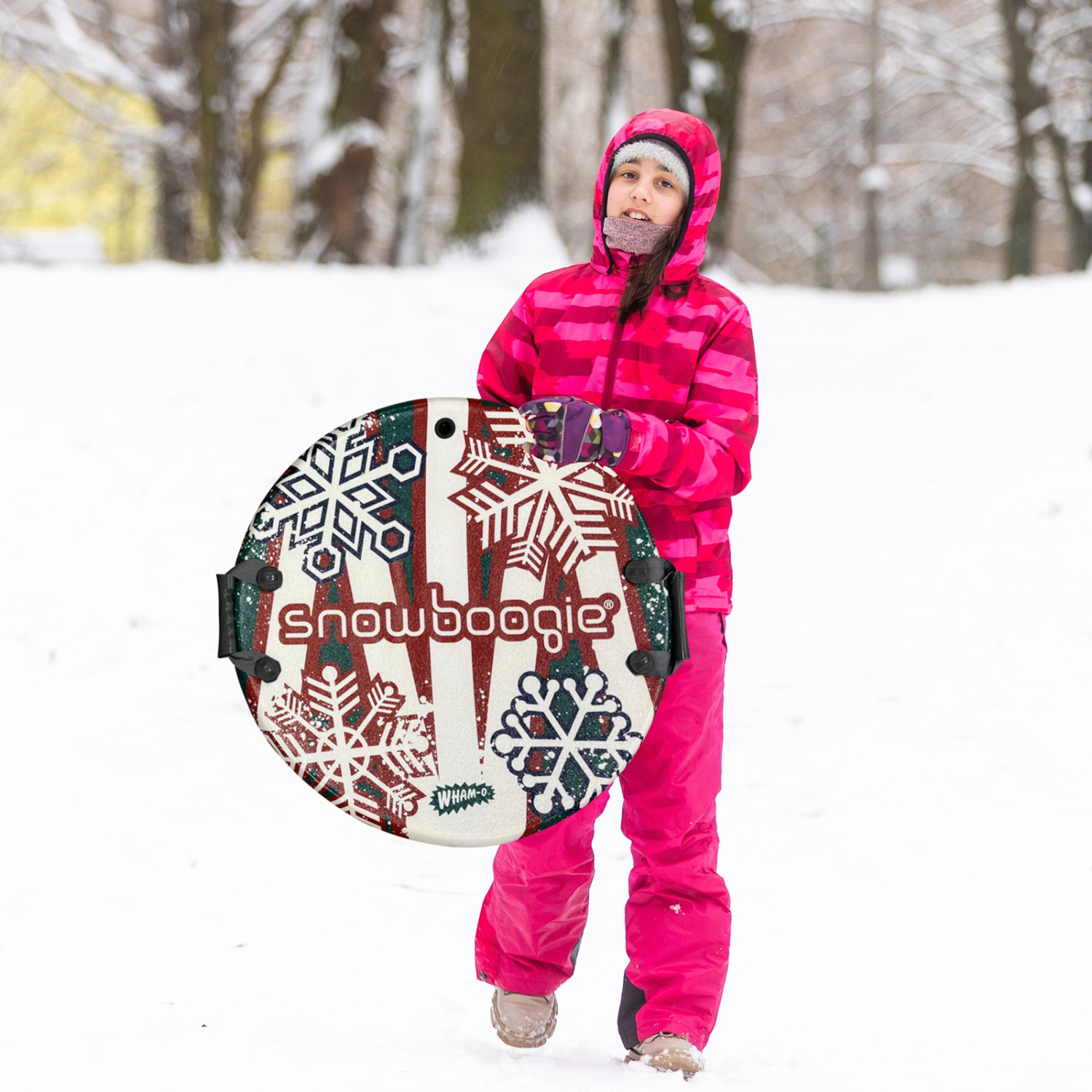 WHAM-O Winter – Traîneau à neige à un cycliste de 26&nbsp;po, traîneau à disque pneumatique avec centre en mousse de polyéthylène, poignées lisses et